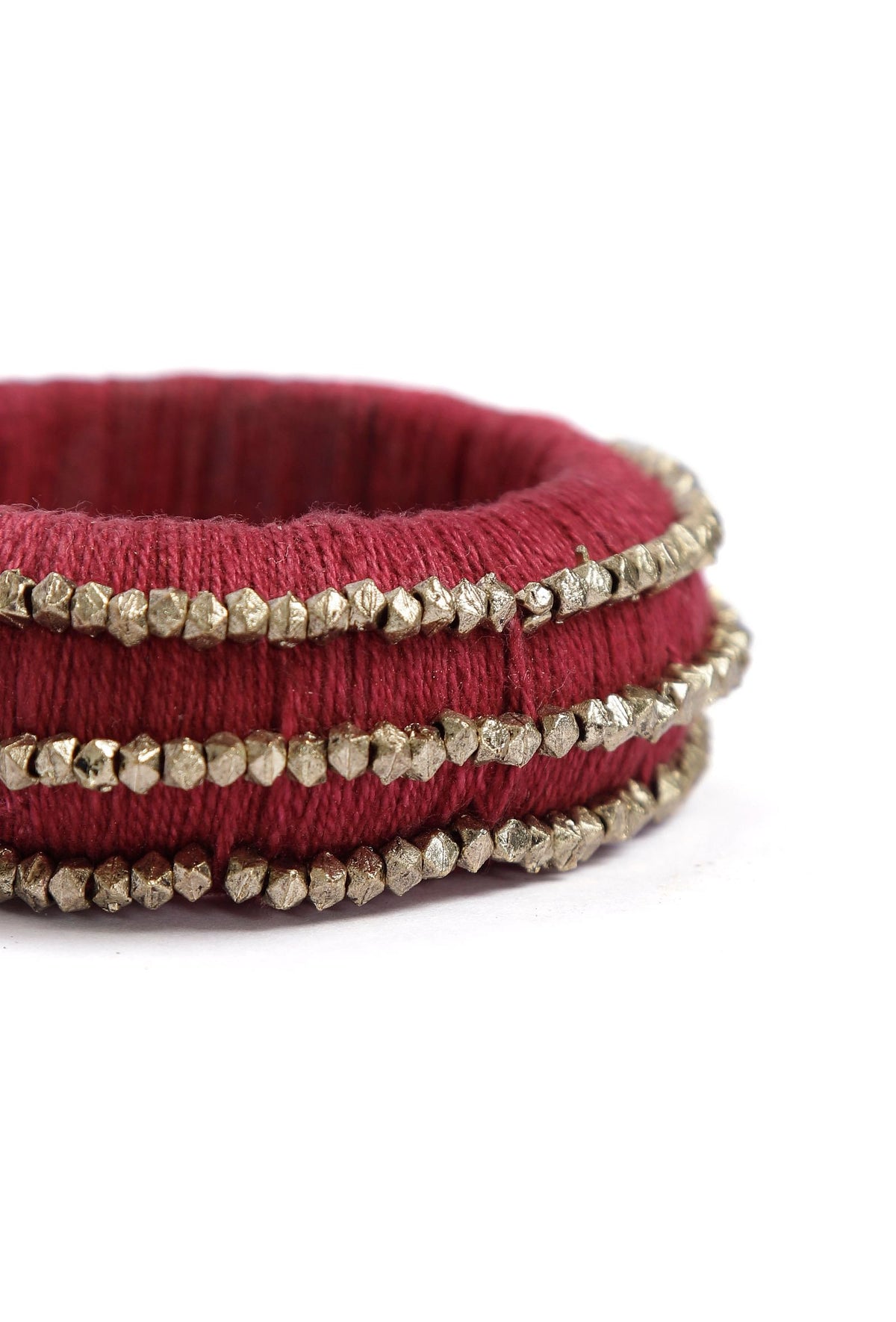 Maroon Thread Wooden Bangles サイズ 2.6（内径 約6.0cm）