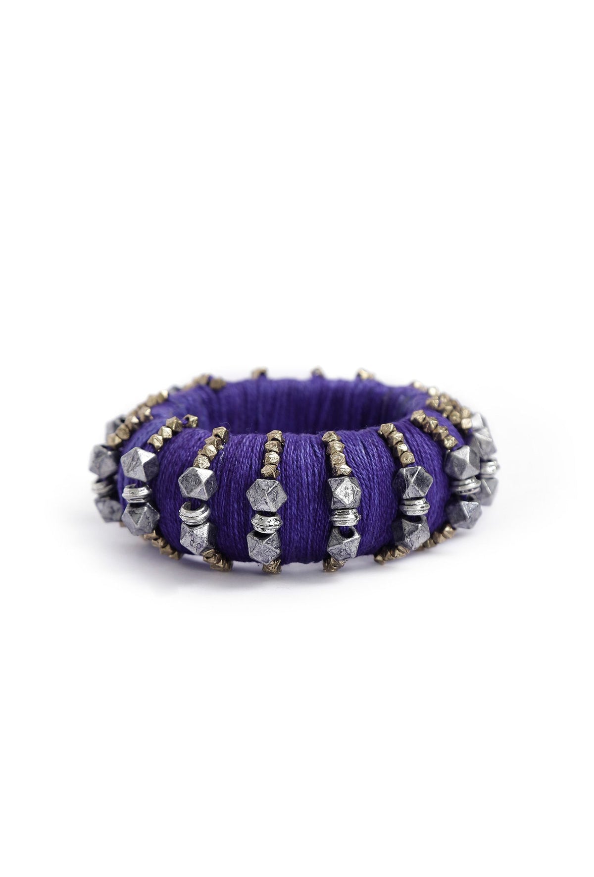 Indigo Blue Thread Wooden Bangles サイズ 2.4（内径 約5.7cm）