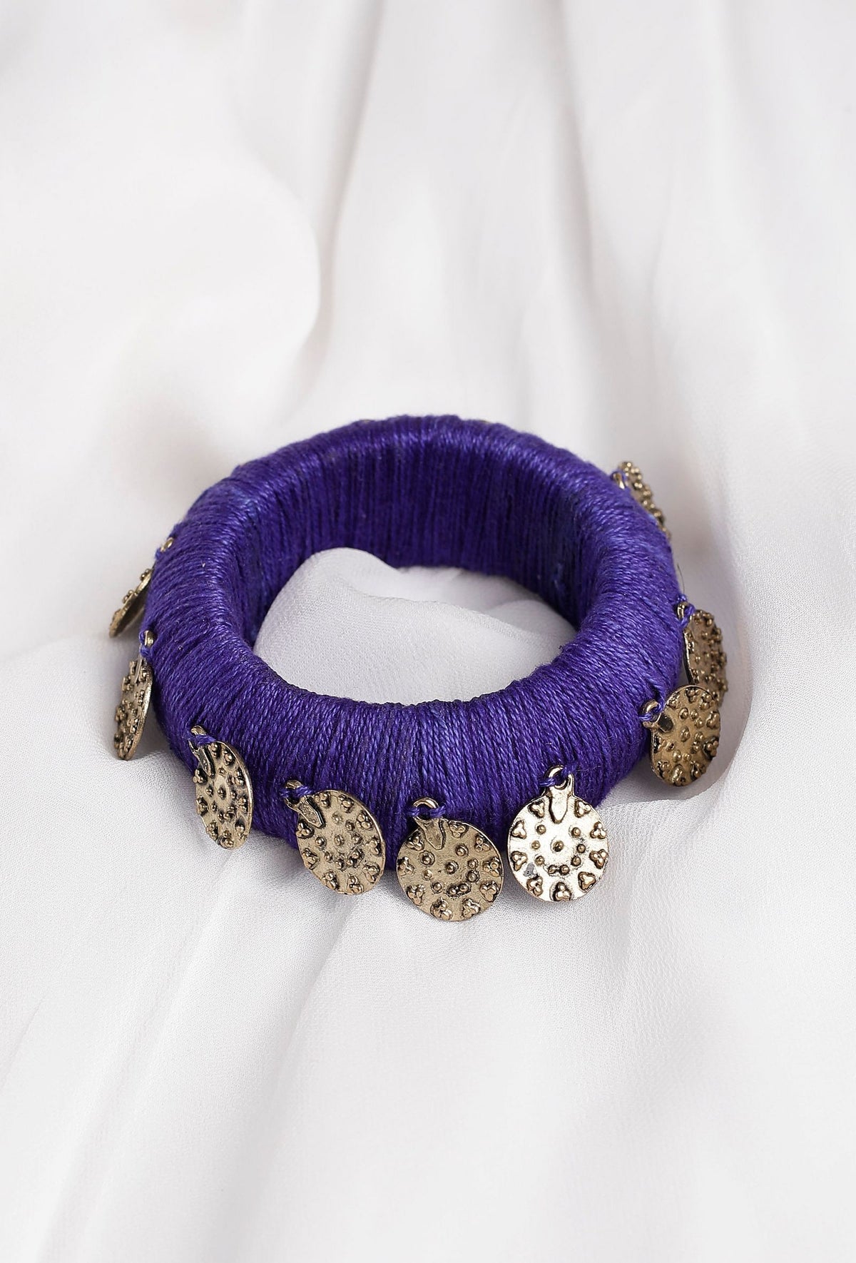 Indigo Thread Wooden Bangles サイズ 2.6（内径 約6.0cm）