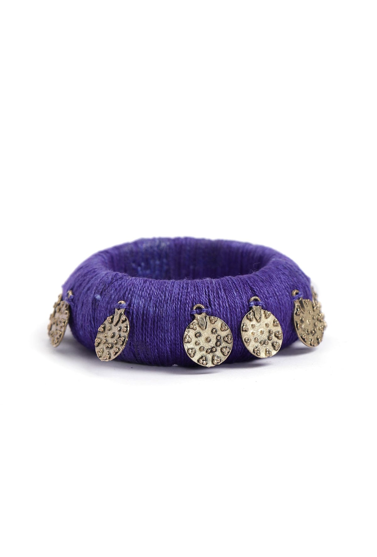 Indigo Thread Wooden Bangles サイズ 2.2（内径 約5.4cm）