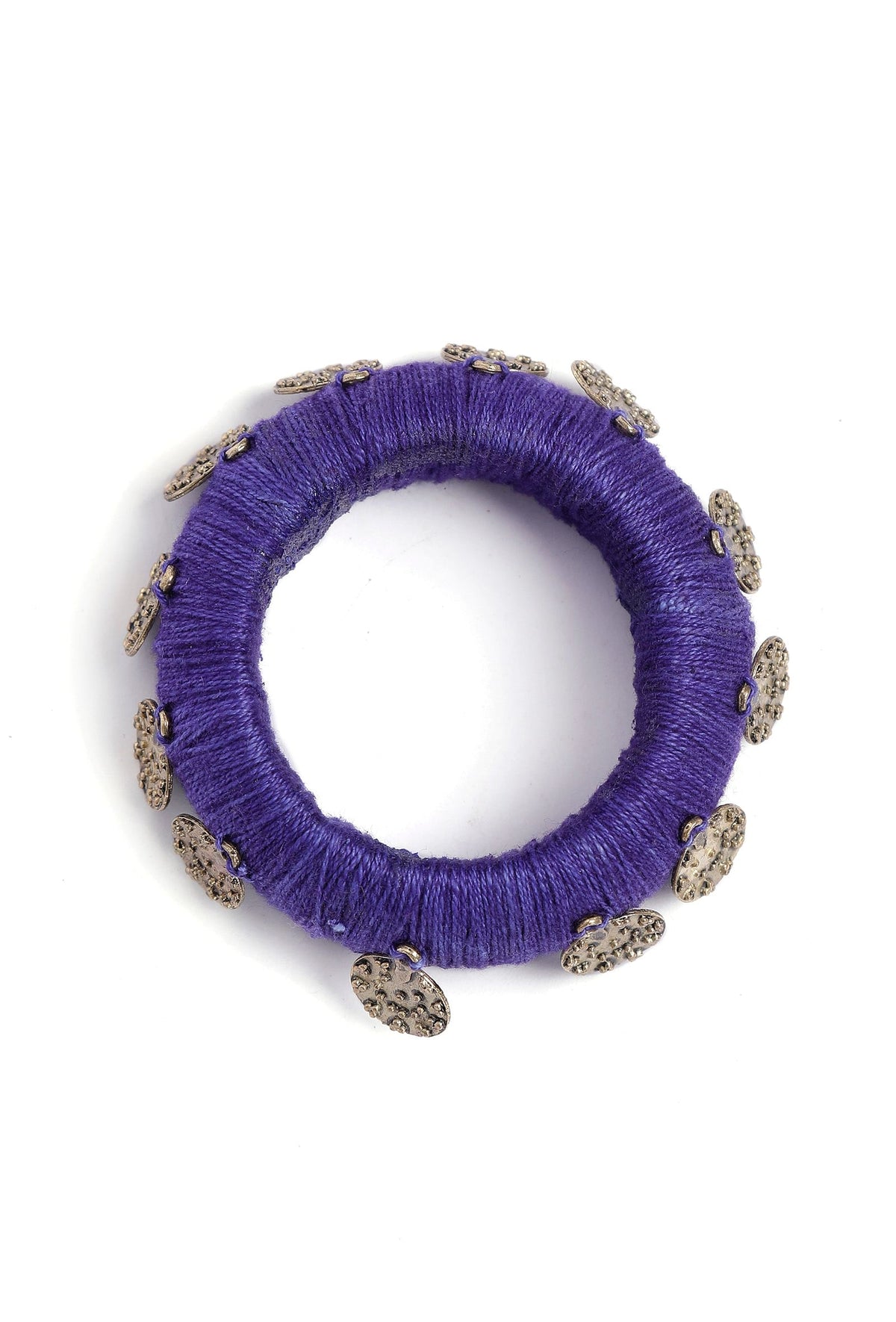 Indigo Thread Wooden Bangles サイズ 2.2（内径 約5.4cm）