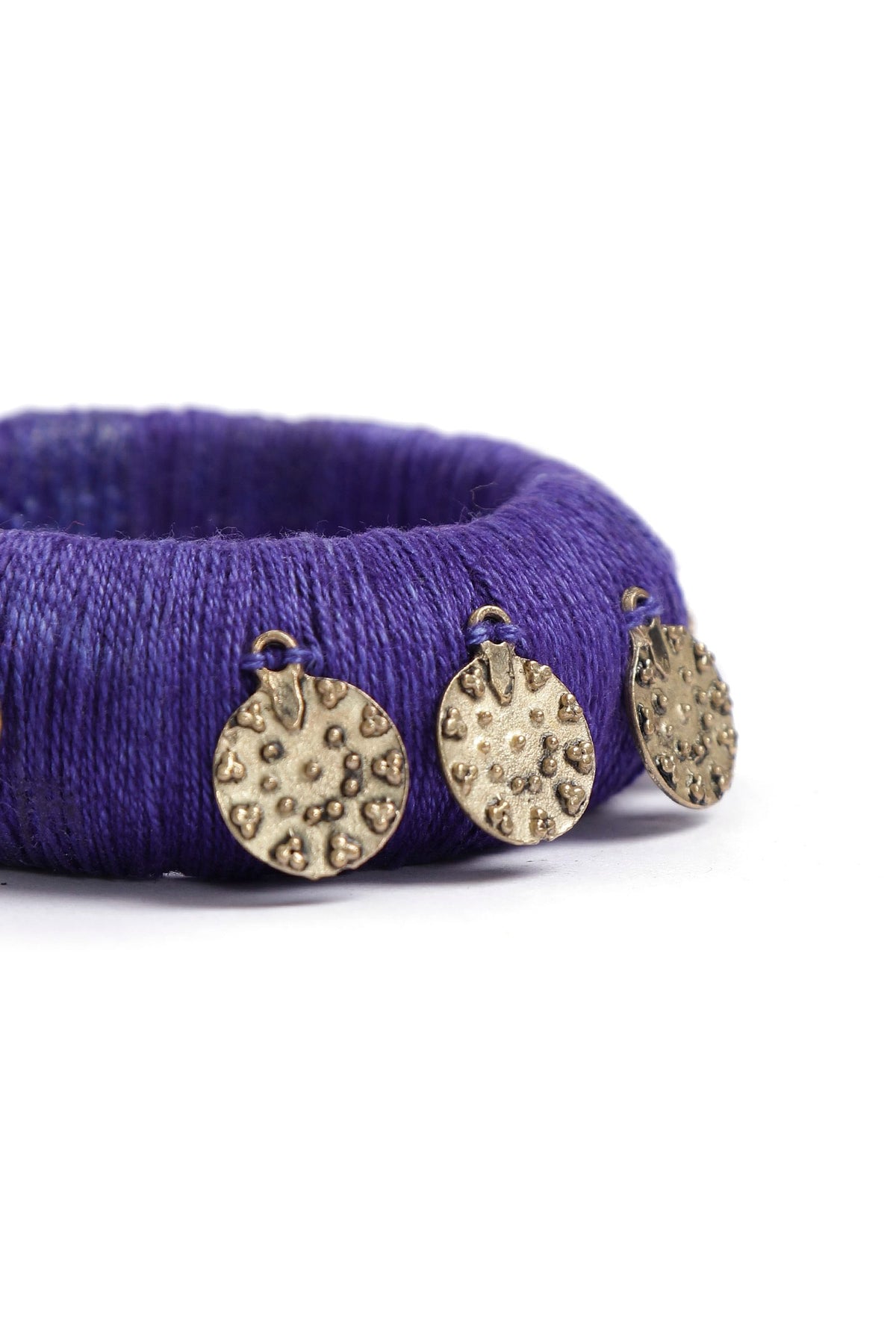 Indigo Thread Wooden Bangles サイズ 2.6（内径 約6.0cm）