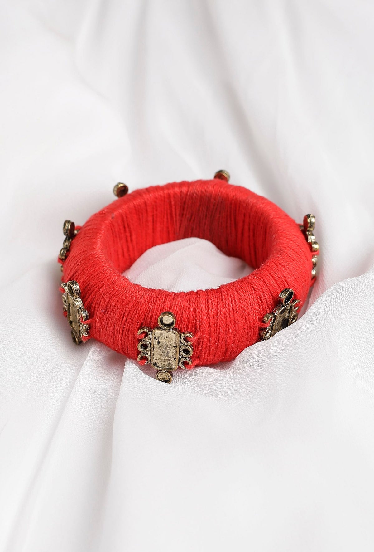 Tangerine Orange Thread Wooden Bangles サイズ 2.2（内径 約5.4cm）