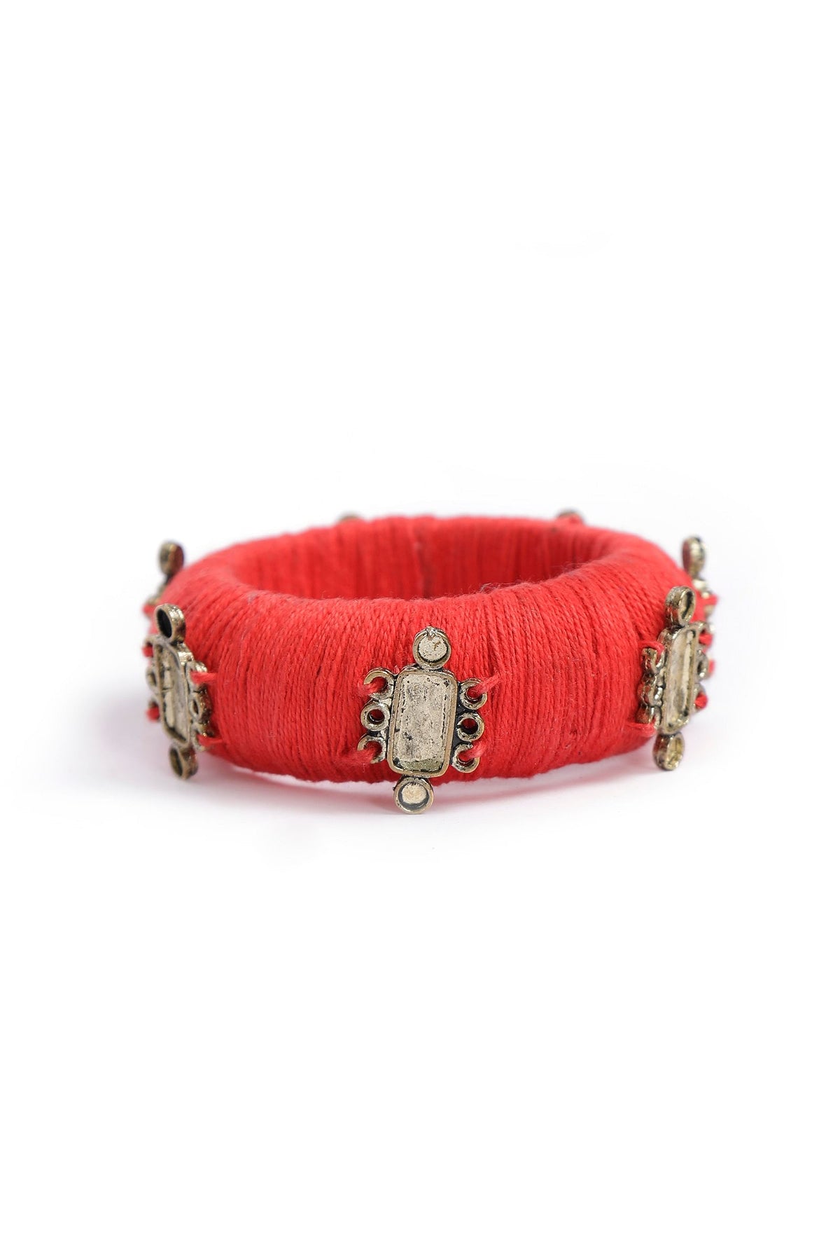 Tangerine Orange Thread Wooden Bangles サイズ 2.6（内径 約6.0cm）