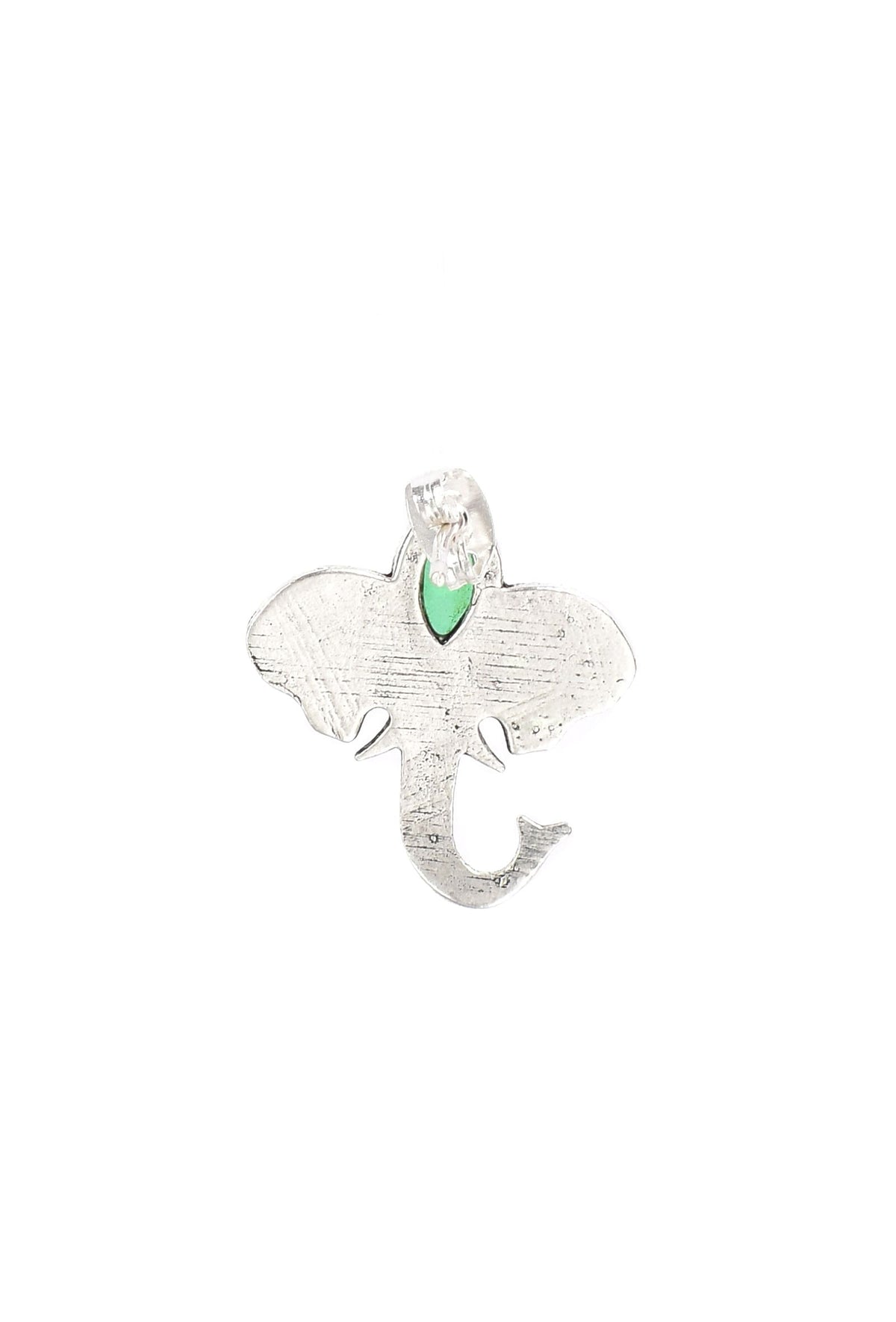 Elephant with Green Stone Brass Earrings