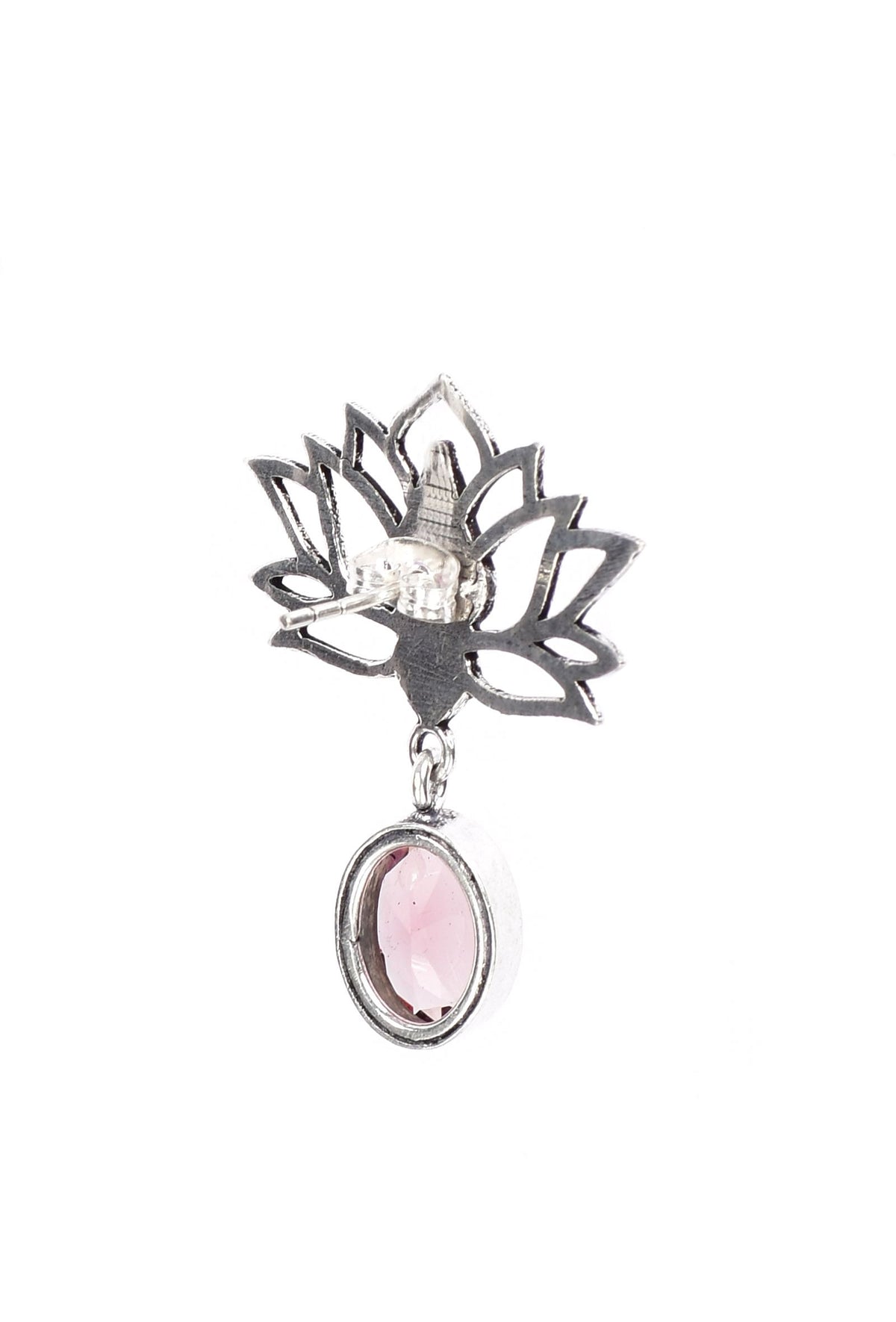 Lotus Light Pink Brass Earrings