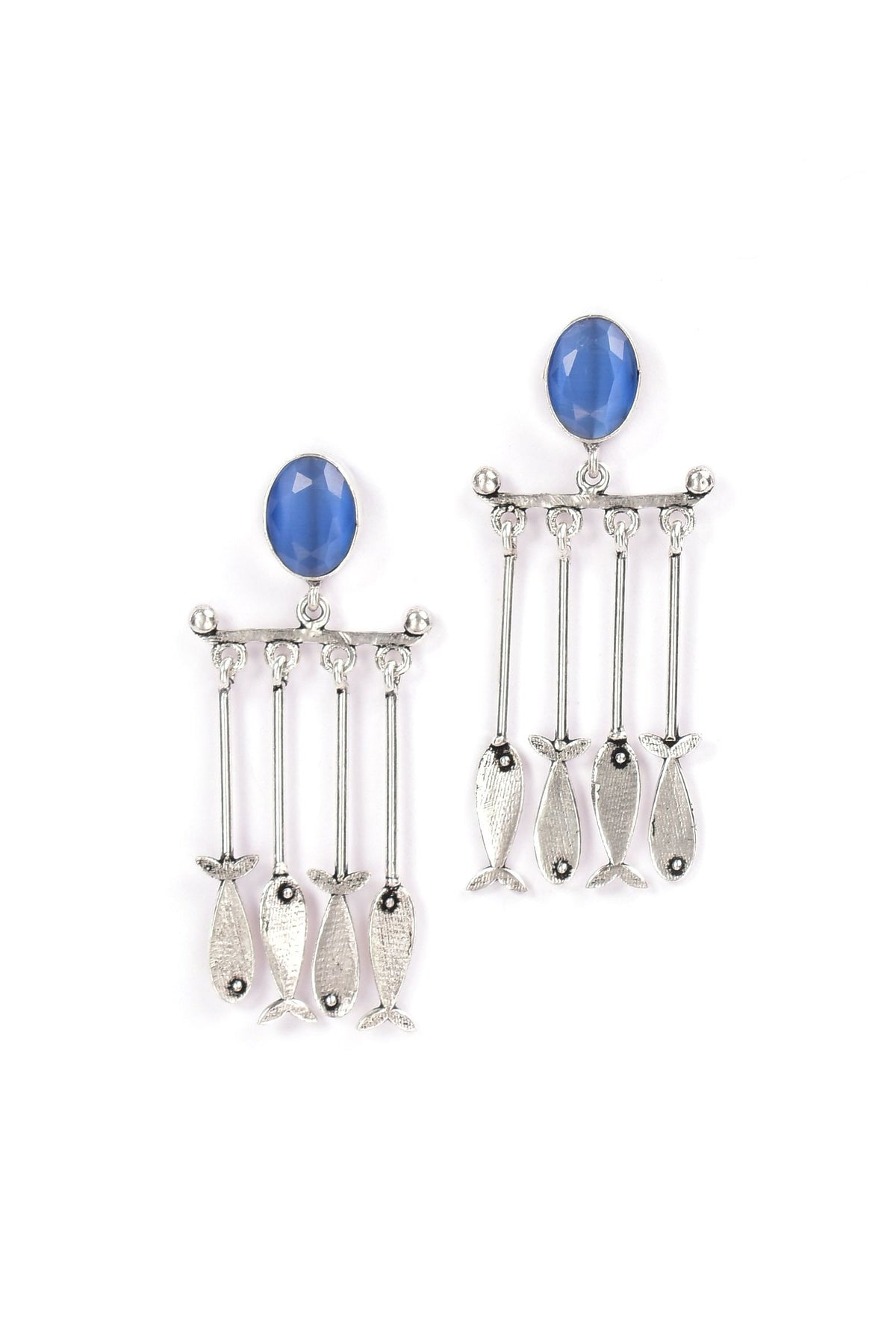 Marine Blue Brass Earrings