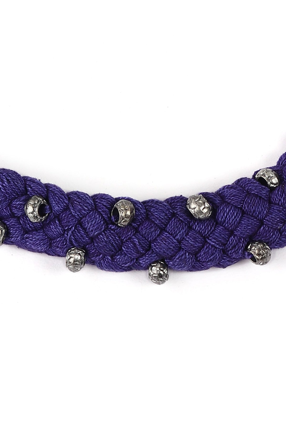 Violet Thread & German Silver Tribal Choker with Beads