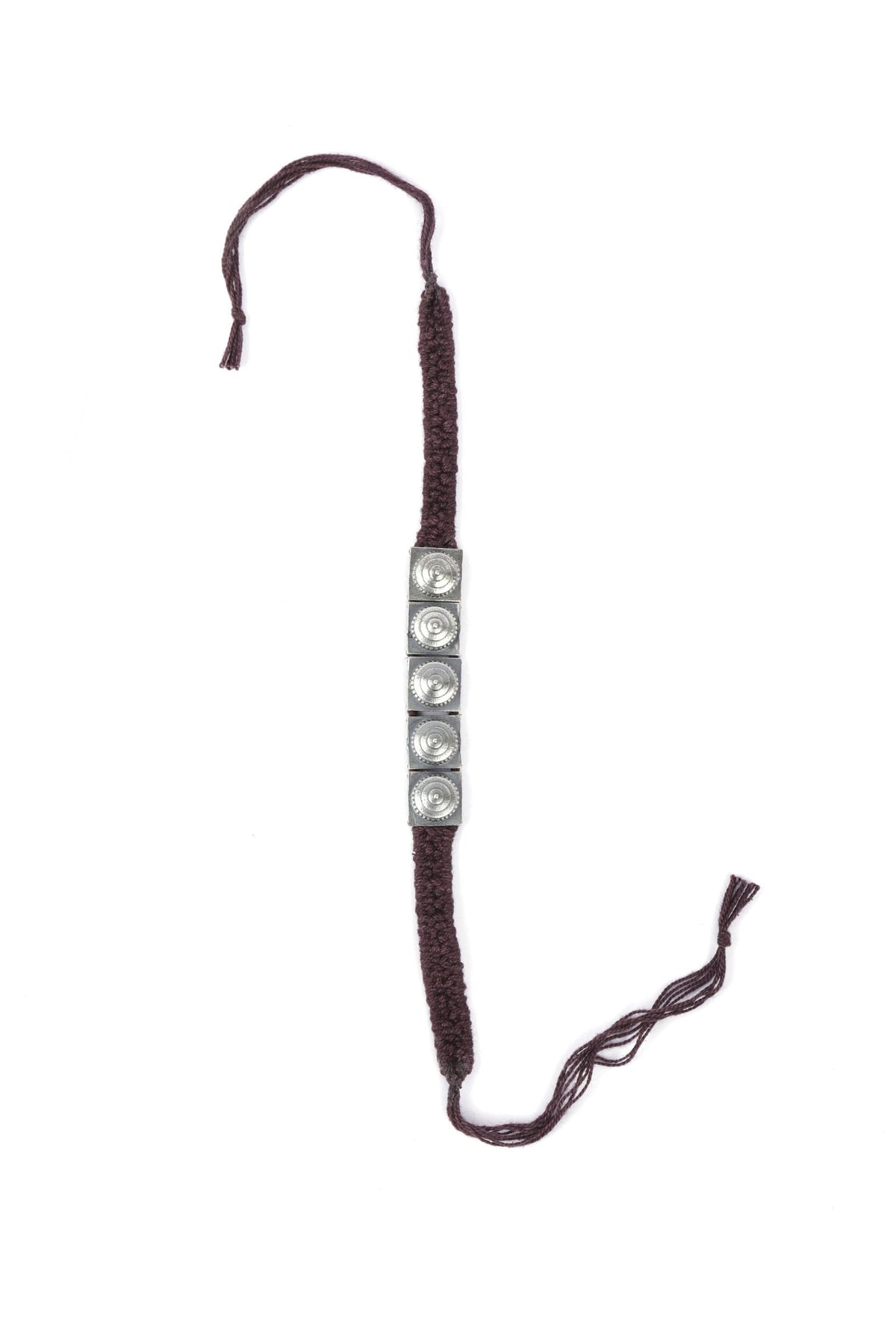 Set of 2: Aarna Brown Thread & Antique Plated Brass Beaded Anklets