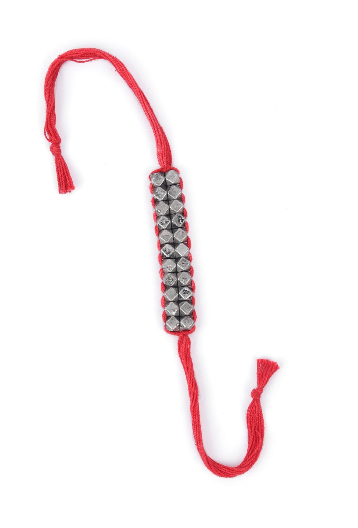 Set of 2: Antra Red Thread & Antique Plated Brass Beaded Anklets