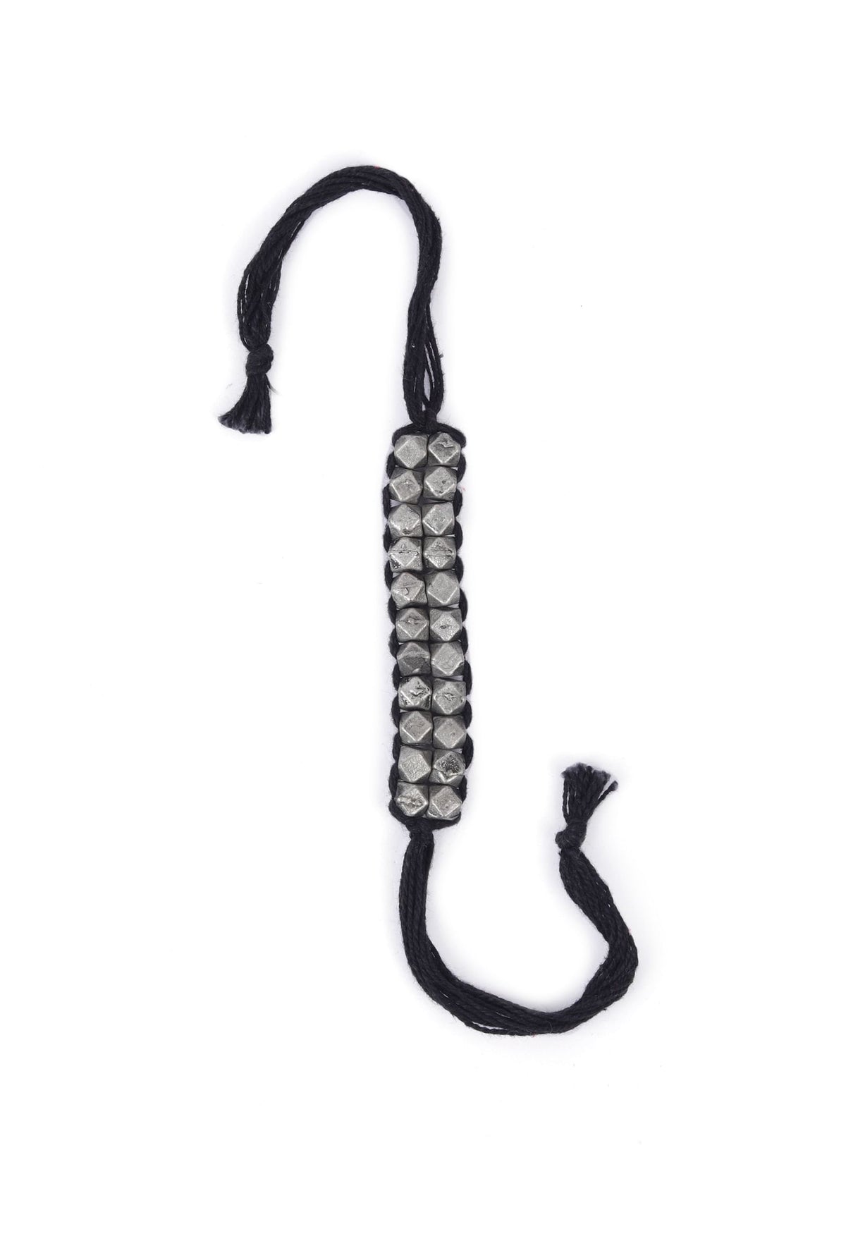 Set of 2: Yashvi Black Thread & Antique Plated Brass Beaded Anklets