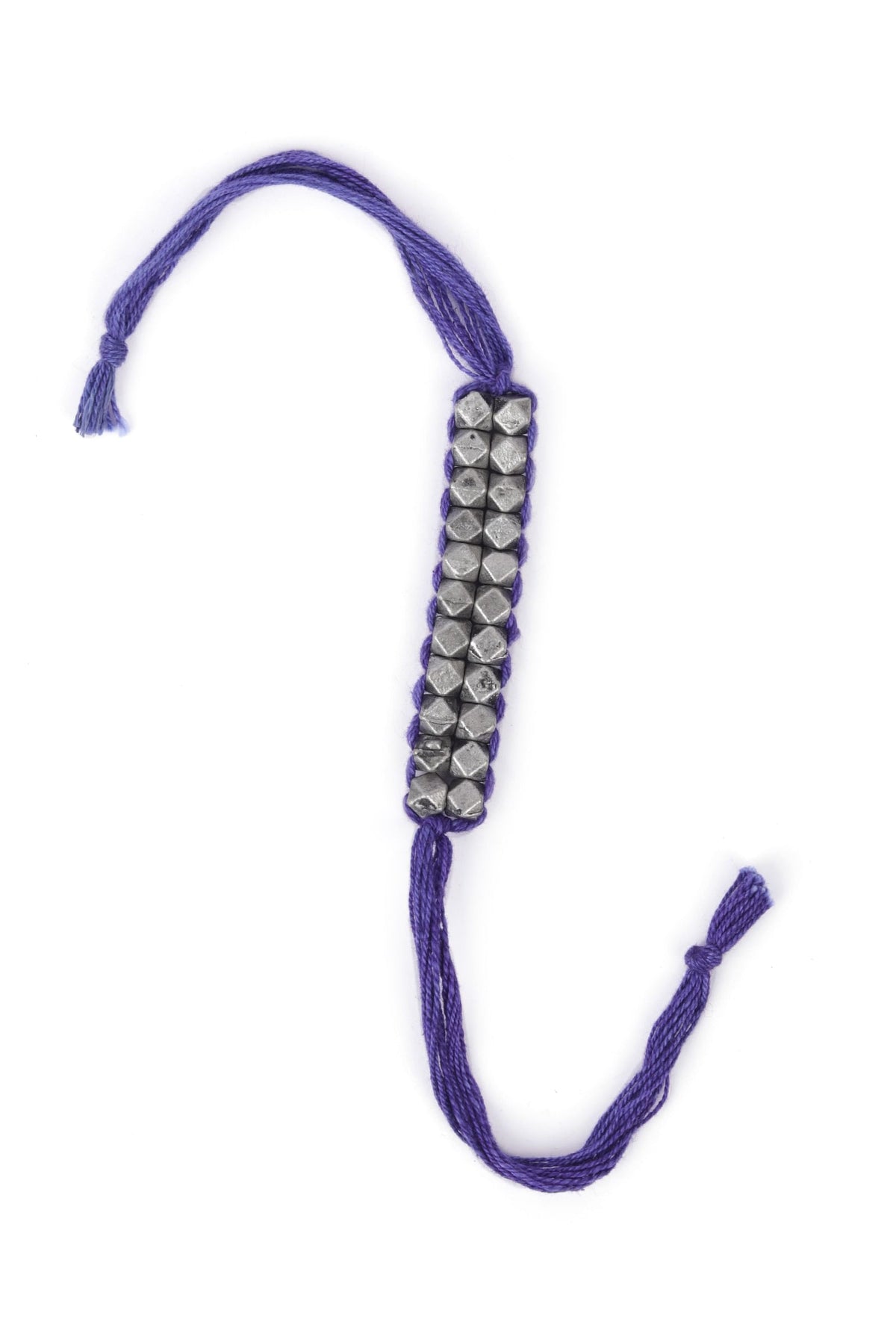 Set of 2: Iba Purple Thread & Antique Plated Brass Beaded Anklets