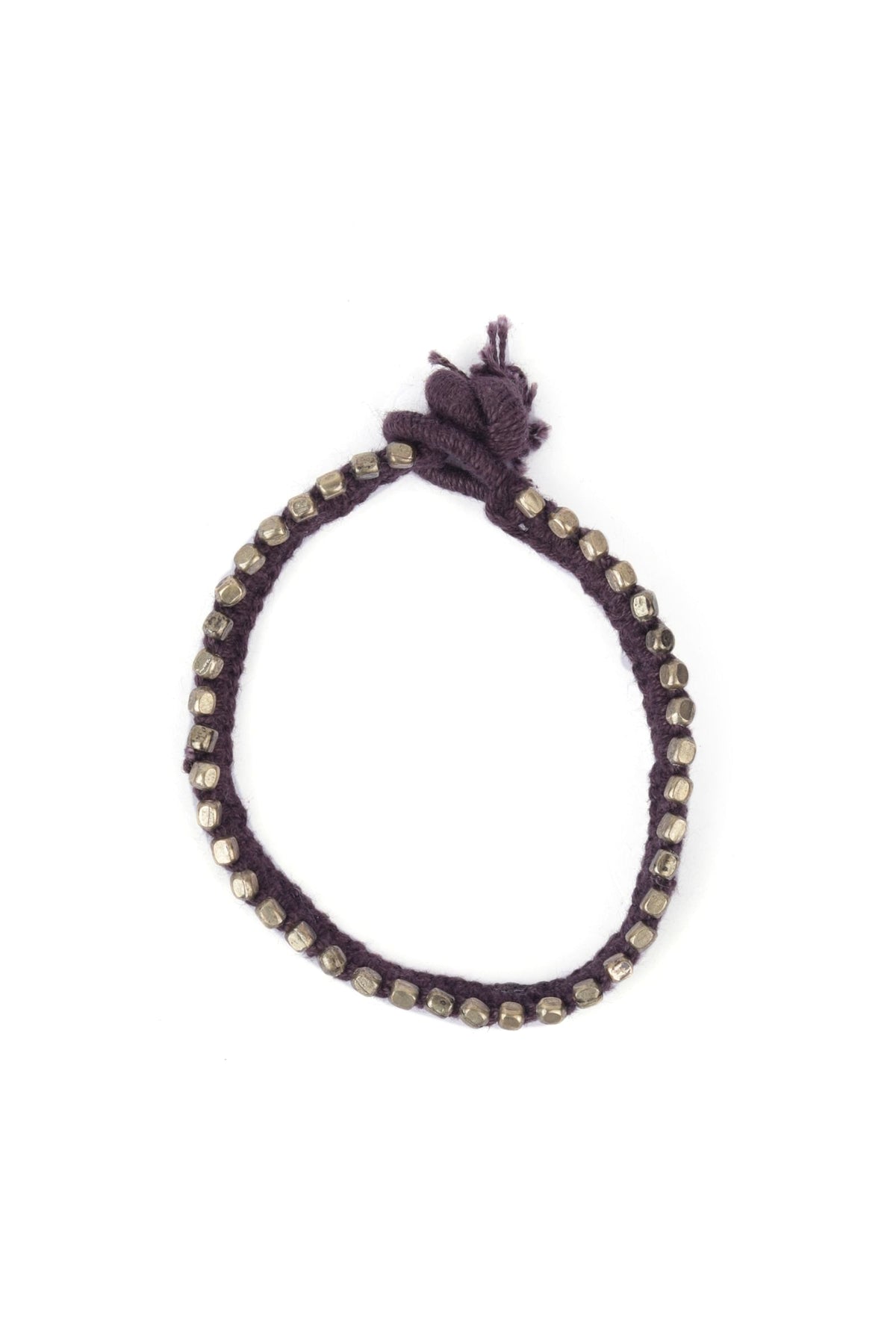 Set of 2: Nura Brown Thread & Antique Plated Brass Beaded Anklets