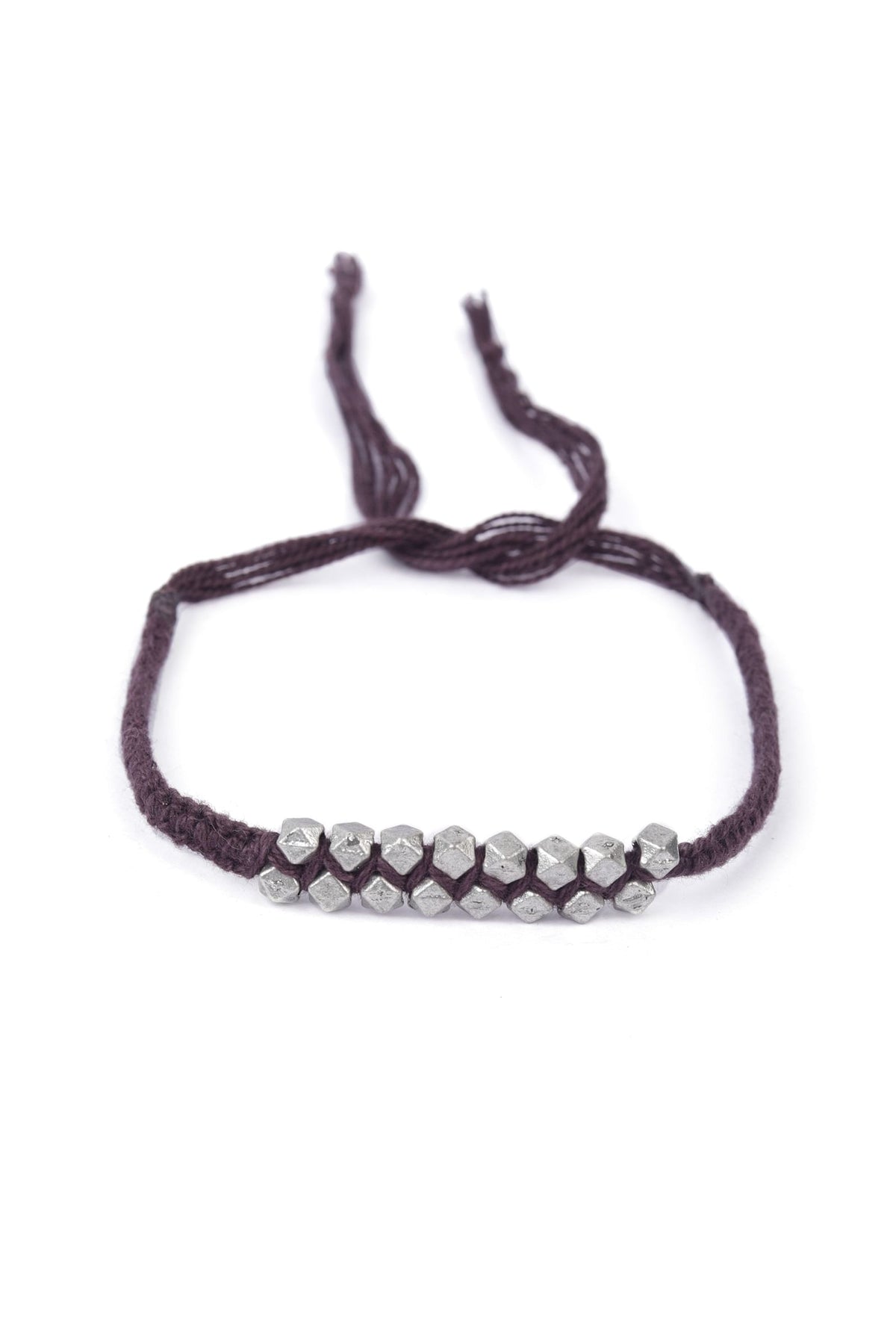 Set of 2: Ahalya Brown Thread & Antique Plated Brass Beaded Anklets