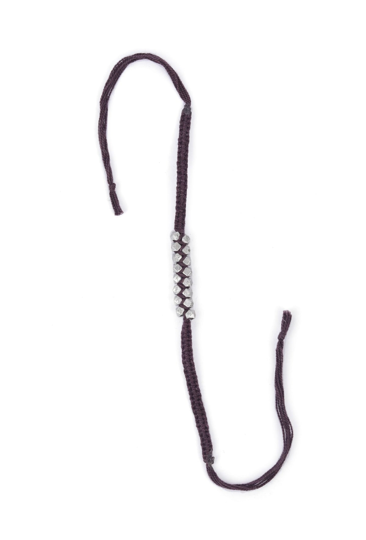 Set of 2: Ahalya Brown Thread & Antique Plated Brass Beaded Anklets