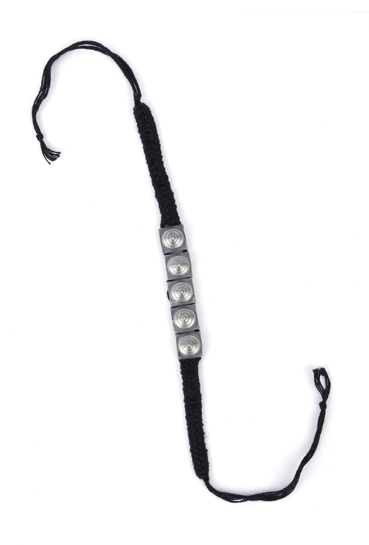 Set of 2: Bini Black Thread & Antique Plated Brass Beaded Anklets