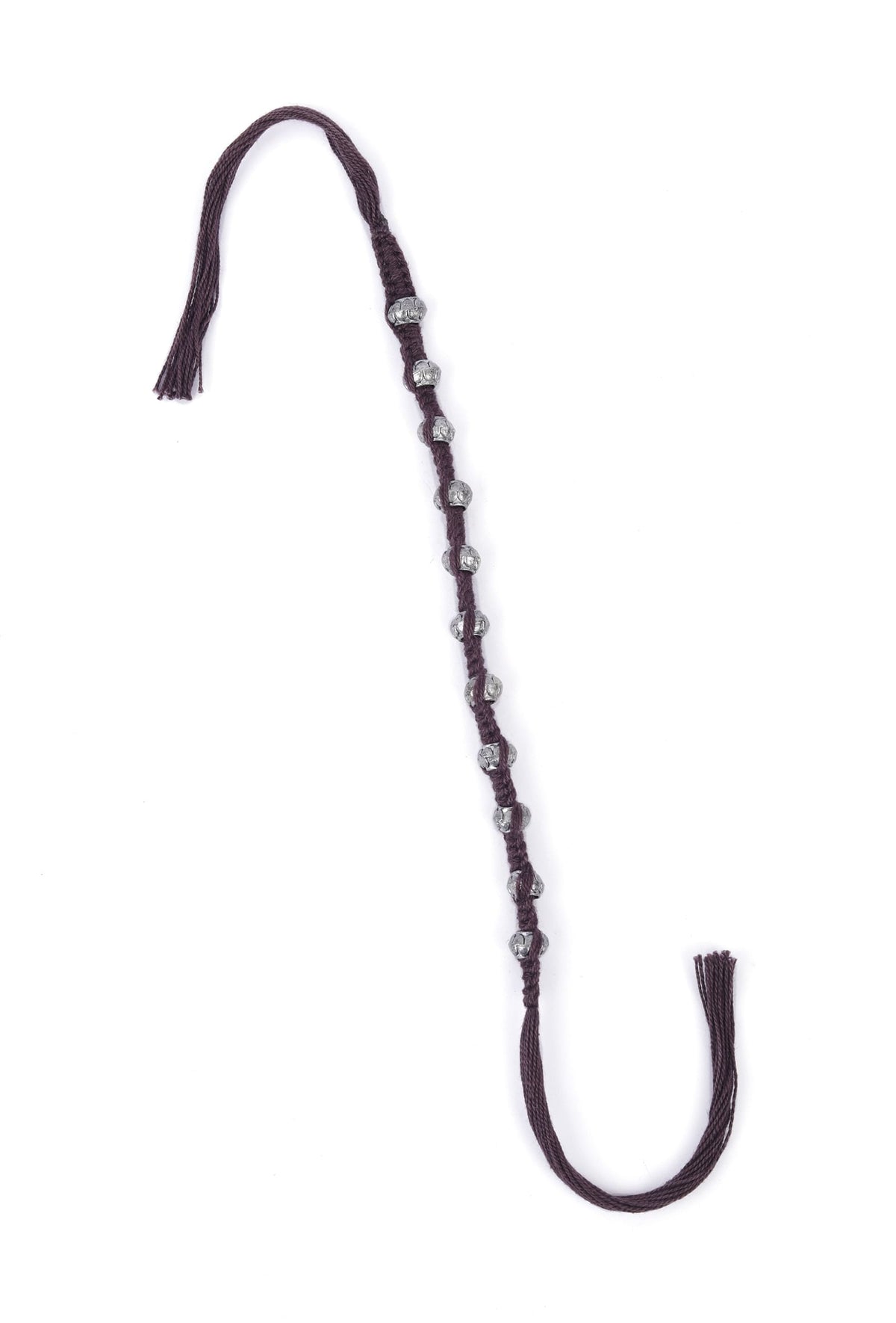 Set of 2: Lopa Brown Thread & Antique Plated Brass Beaded Anklets