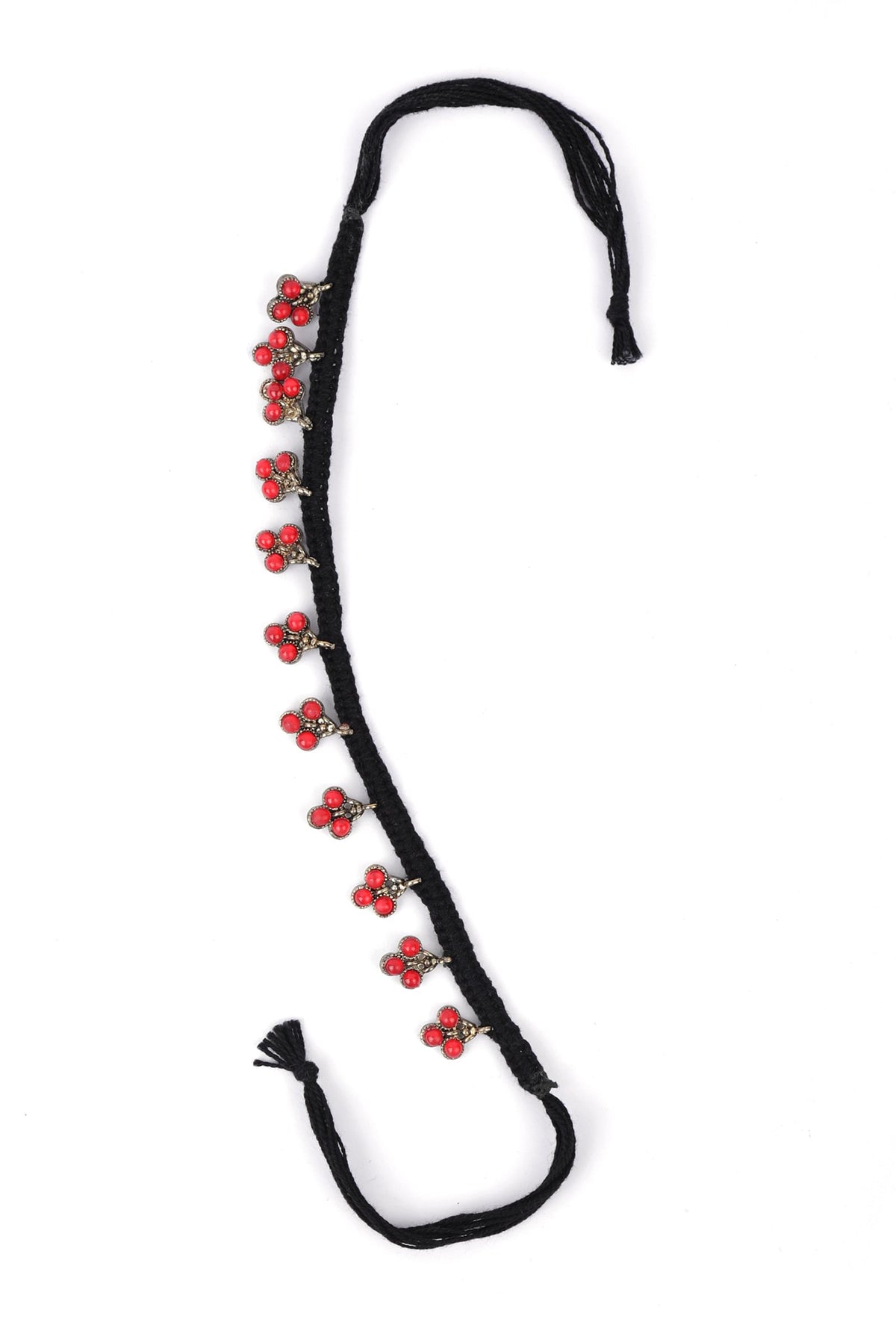 Set of 2: Nitya Black Thread & Antique Plated Brass Charm Anklets