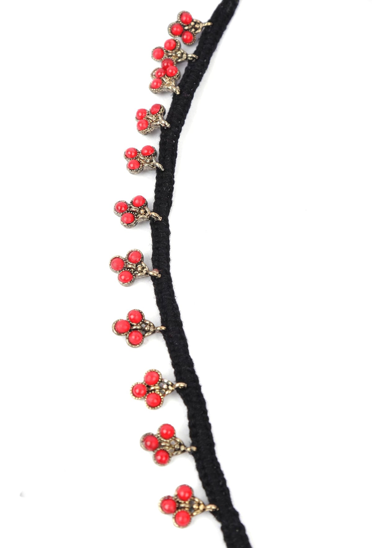 Set of 2: Nitya Black Thread & Antique Plated Brass Charm Anklets