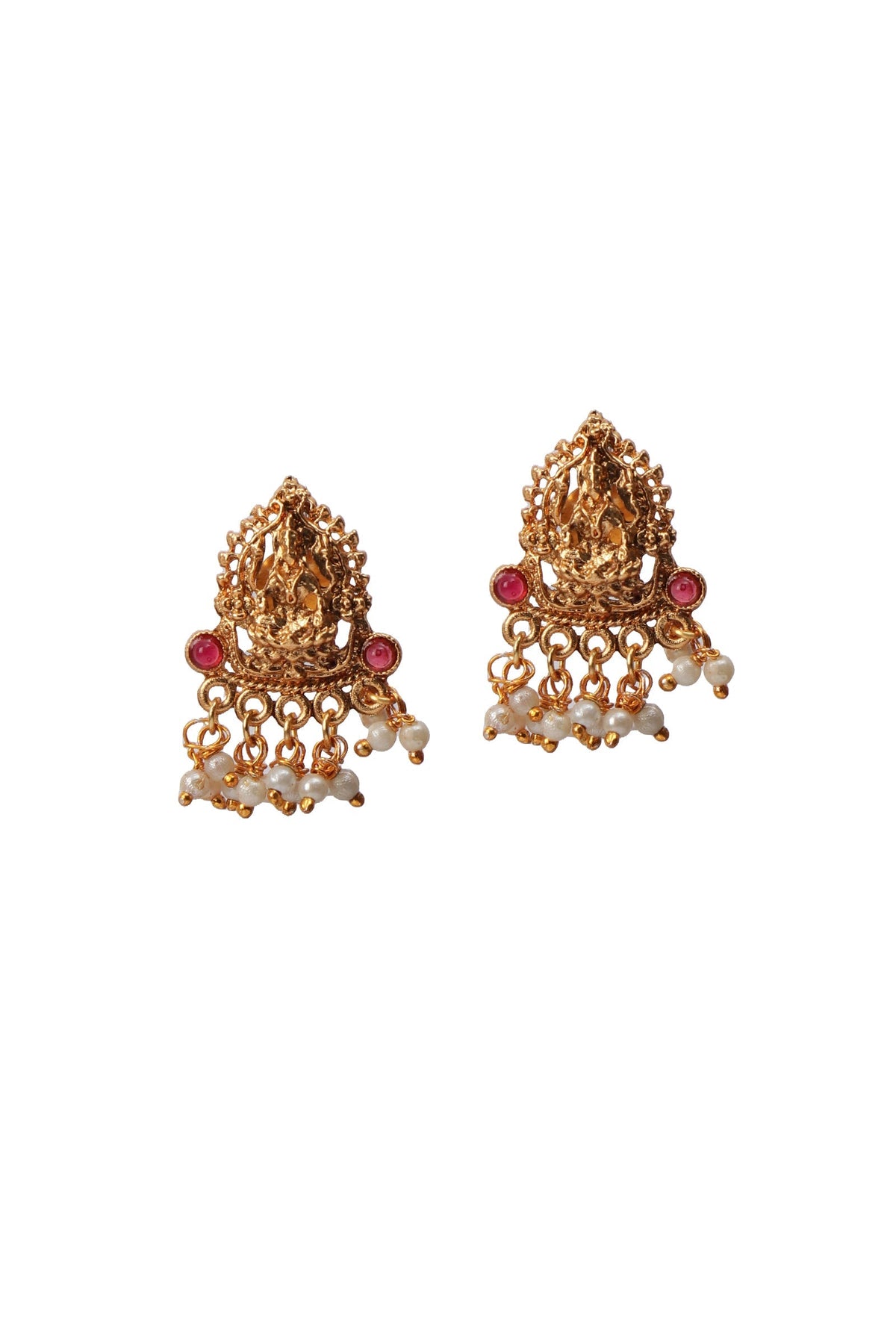 Divine Laxmi Devi Pearl Moti Latkan Set With High Gold Finish