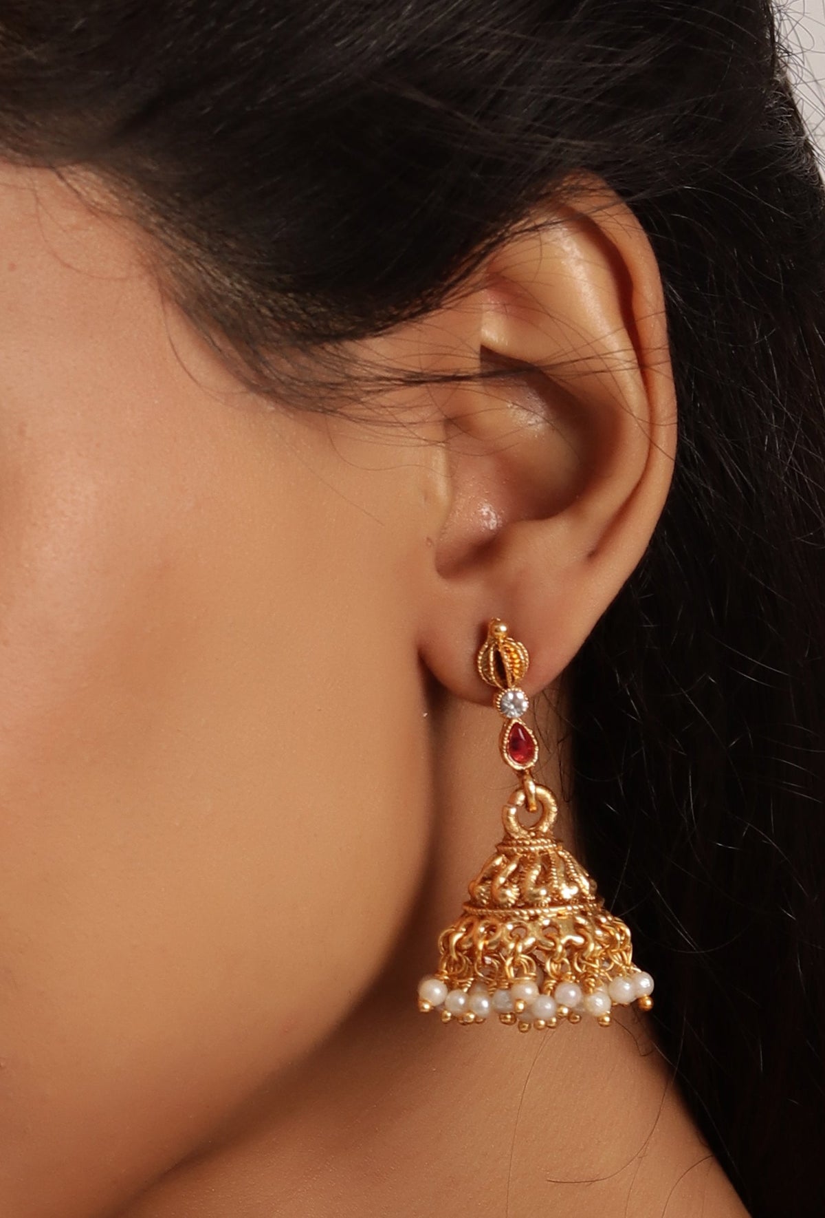 Traditional Alloy Guttapusalu Jewellery Set With Pair Of Jhumkas