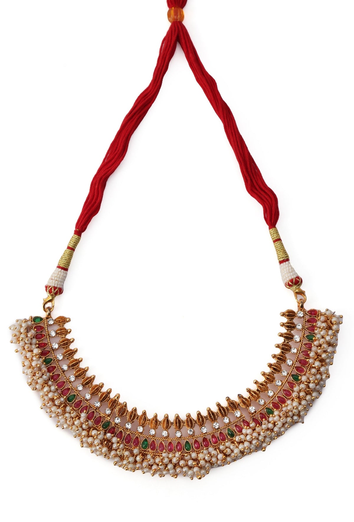 Traditional Alloy Guttapusalu Jewellery Set With Pair Of Jhumkas
