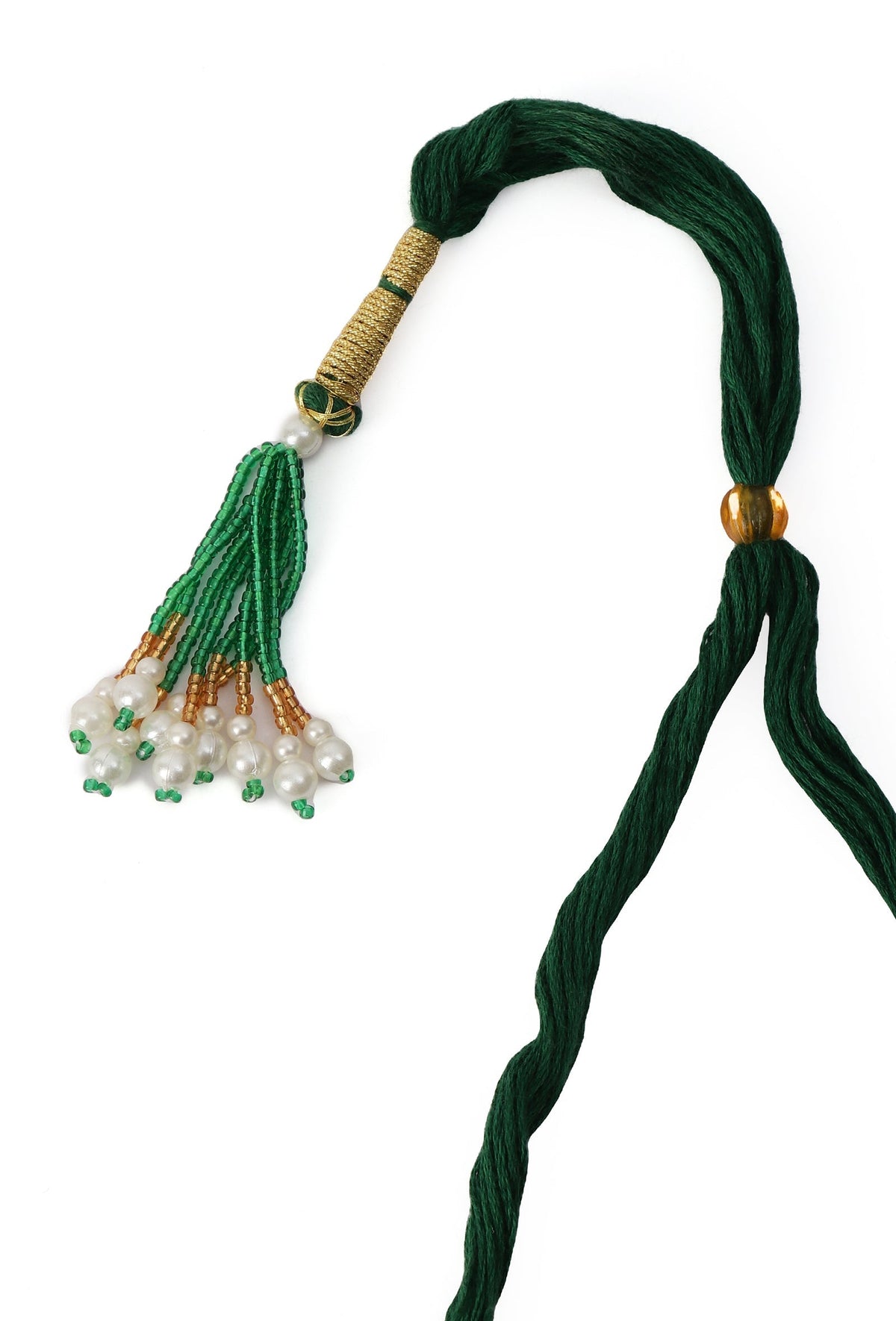 Pearl Temple Jewellery Set In Laxmi Devi Alloy With Adjustable Drawstring