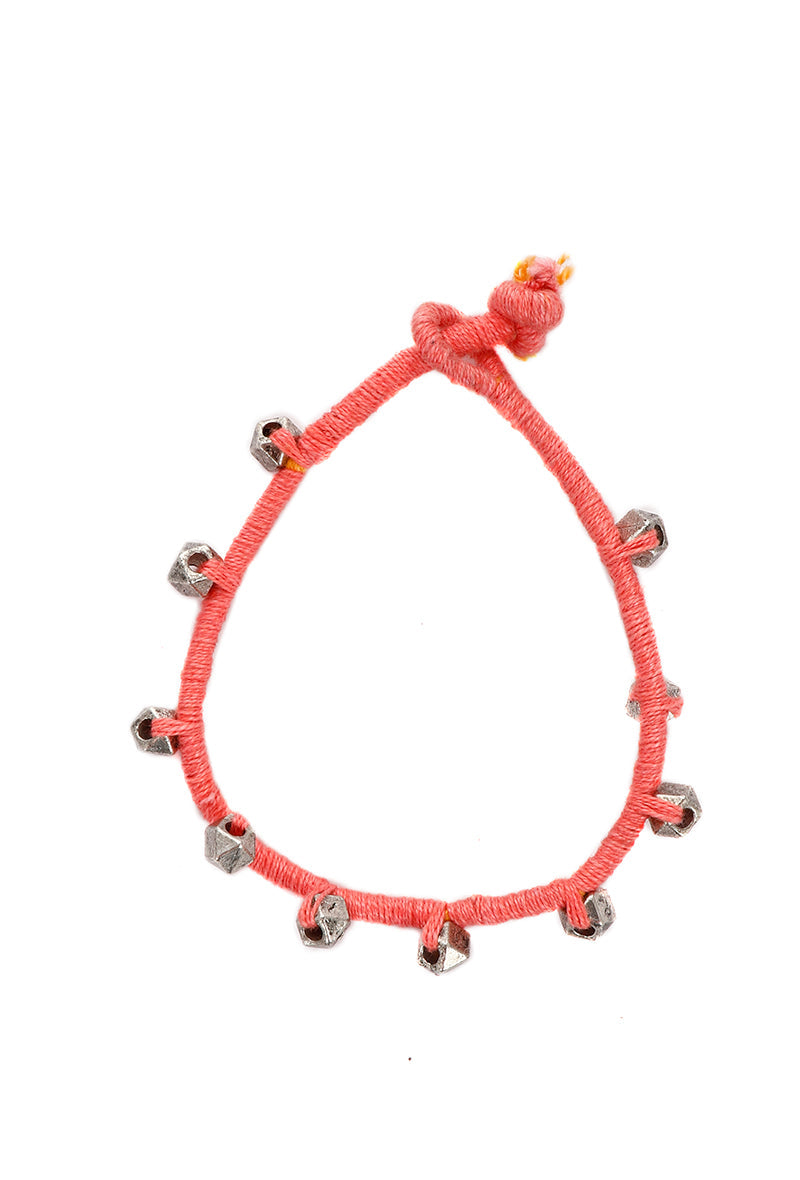 Peach German Silver Threaded Bracelet