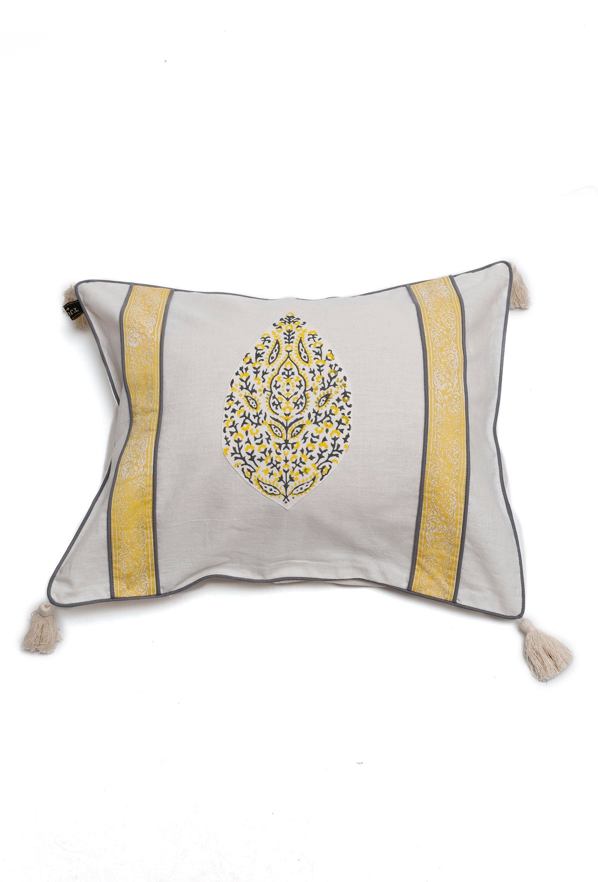 Set of 2: Tuscan Double Stripes Handblock Cotton Cushion Covers