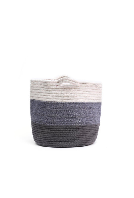 Three Tone Grey Cotton Jute Basket