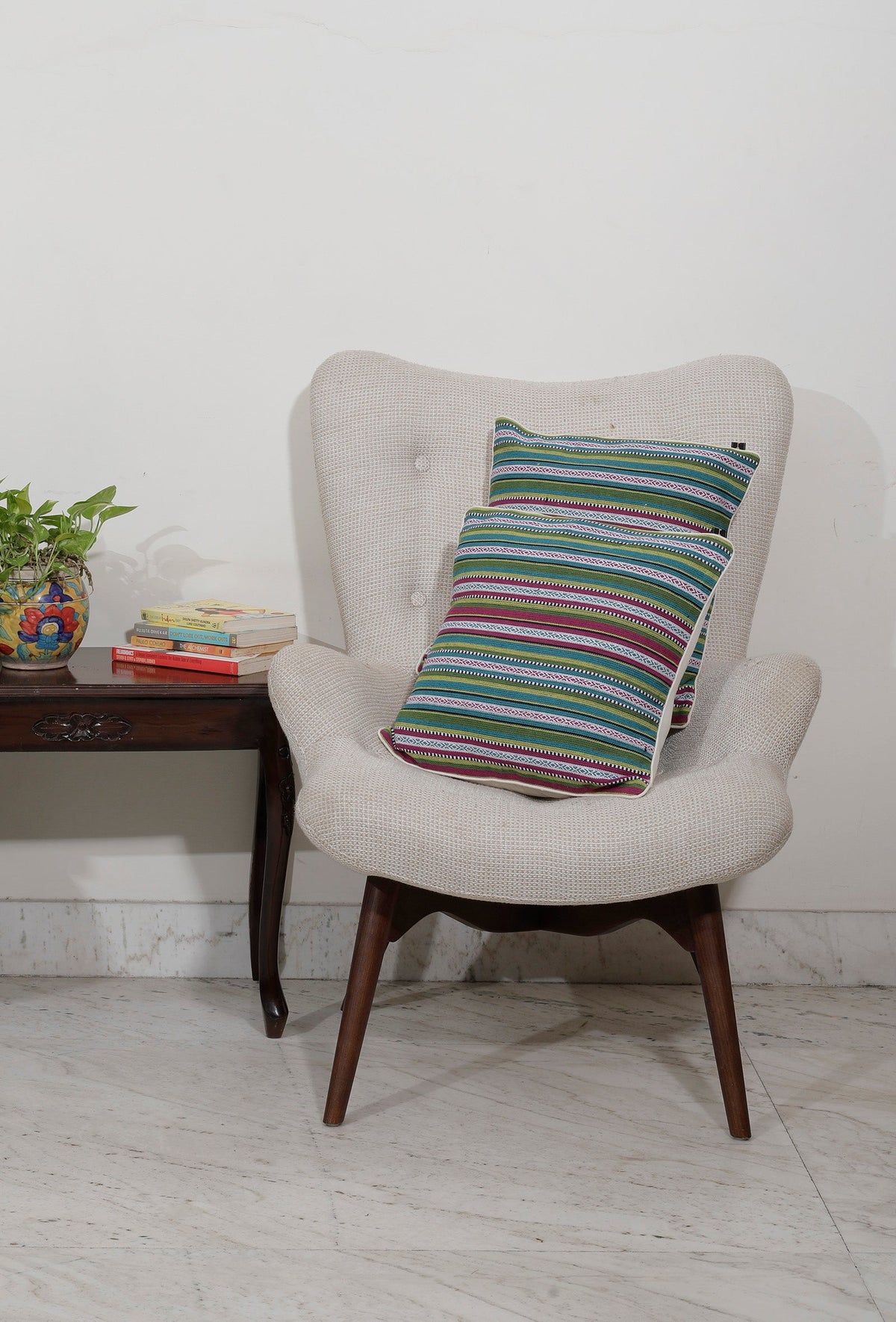 Set of 2: Emerald Green Handcrafted Jacquard Cushion Covers