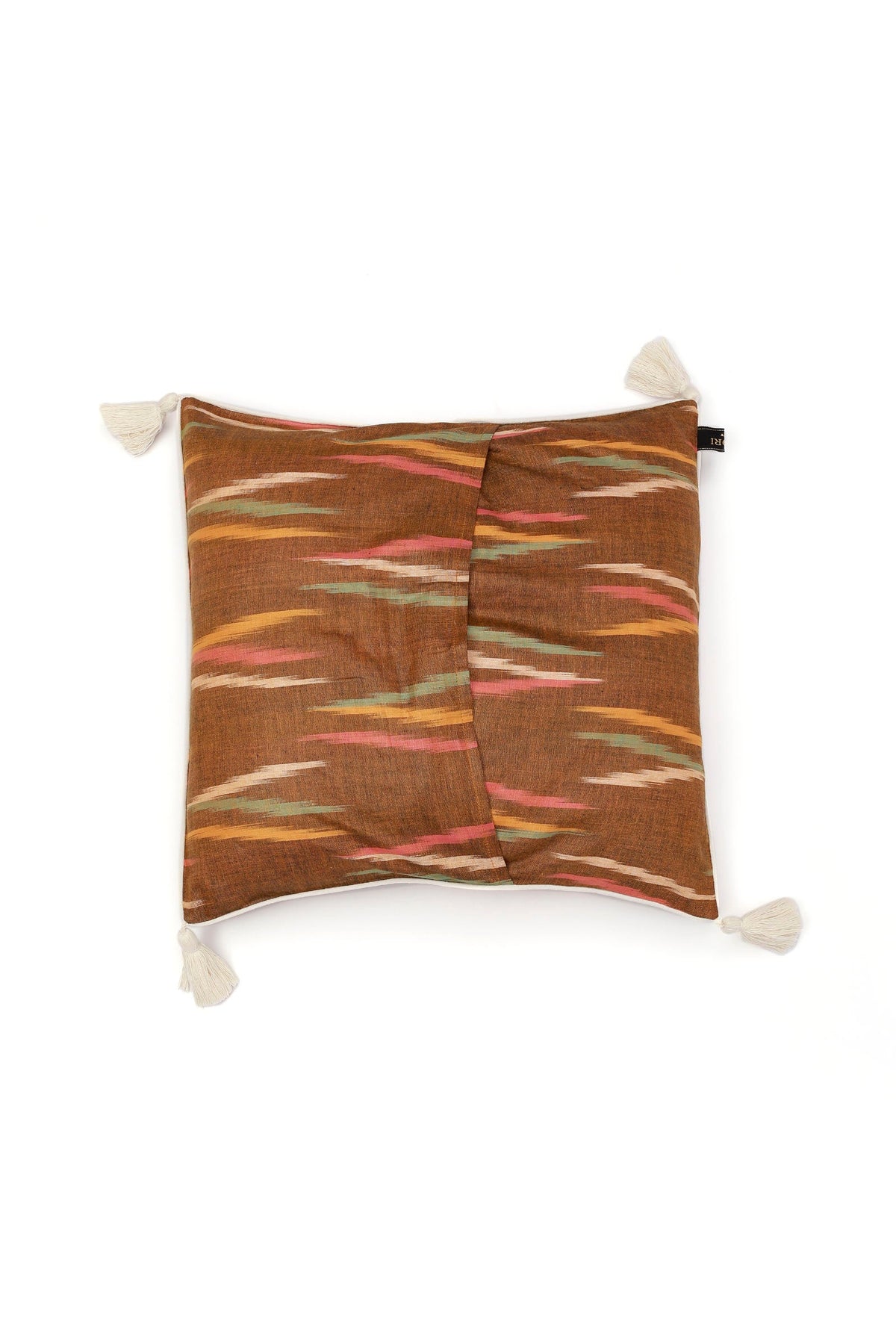 Set of 2: Chocolate Brown Ikat Cotton Cushion Covers