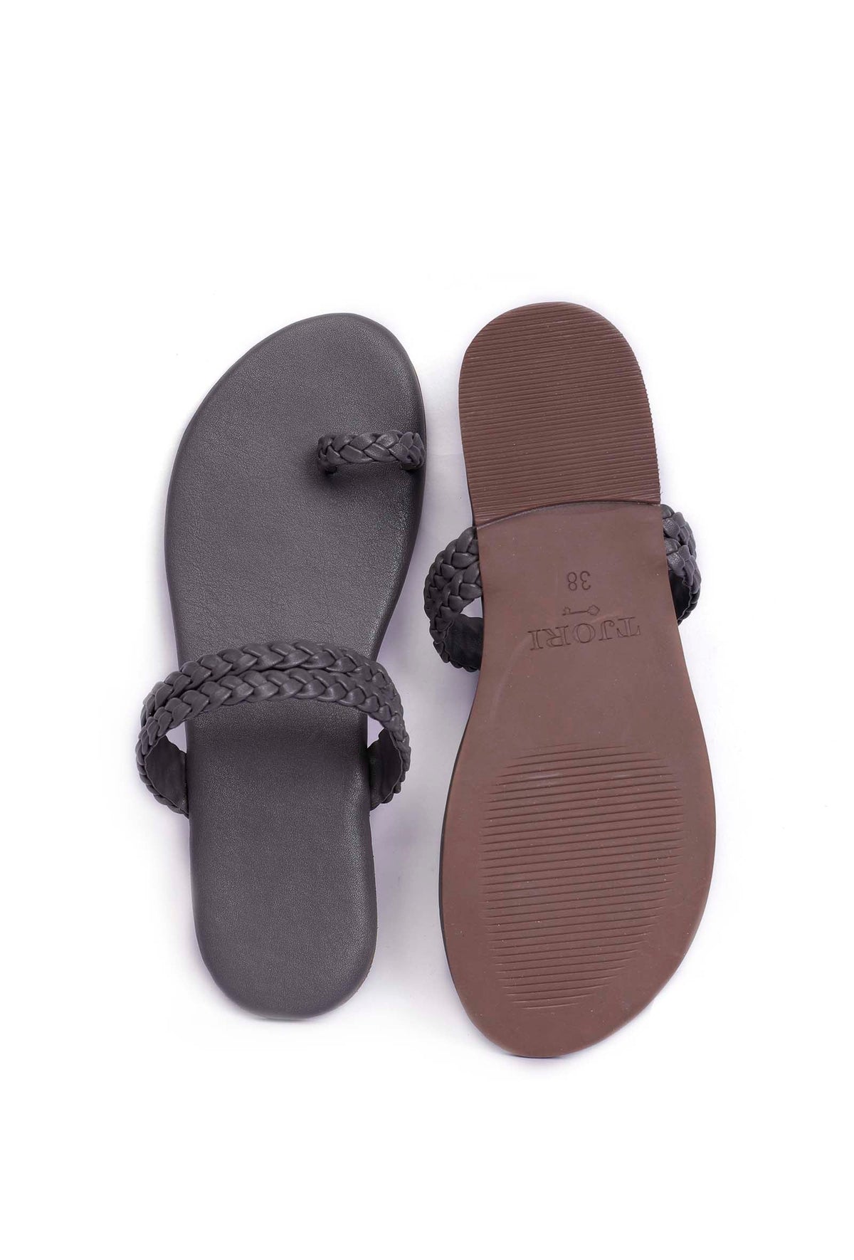 Grey Knotted Cruelty Free Leather Sandals サイズ EU41