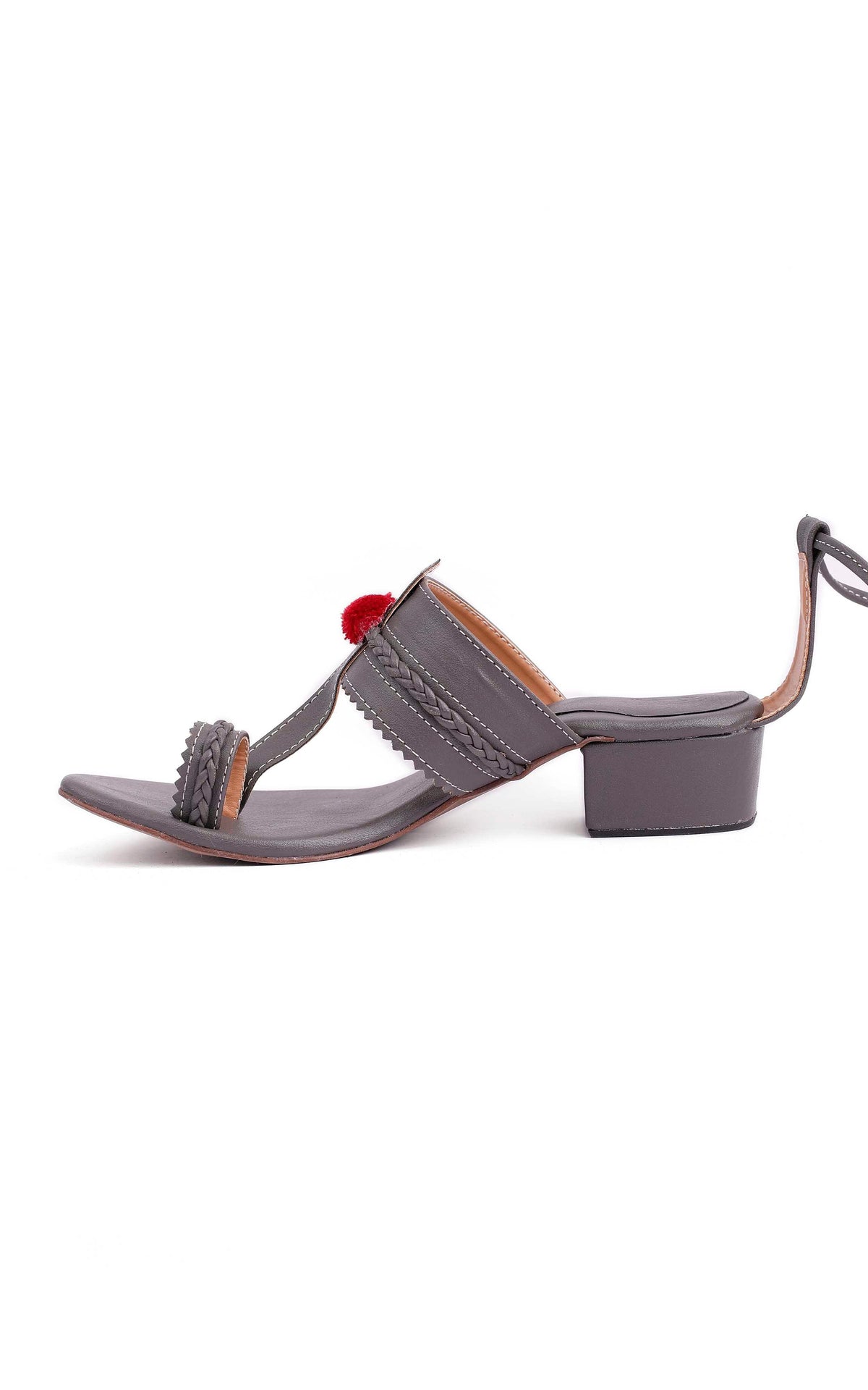 Sara Dark Grey Cruelty Free Leather Heels Sandals サイズ EU35