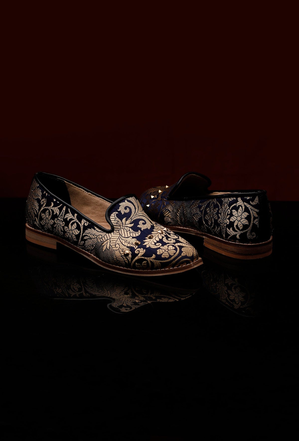 Royal Blue Brocade Loafers サイズ EU37