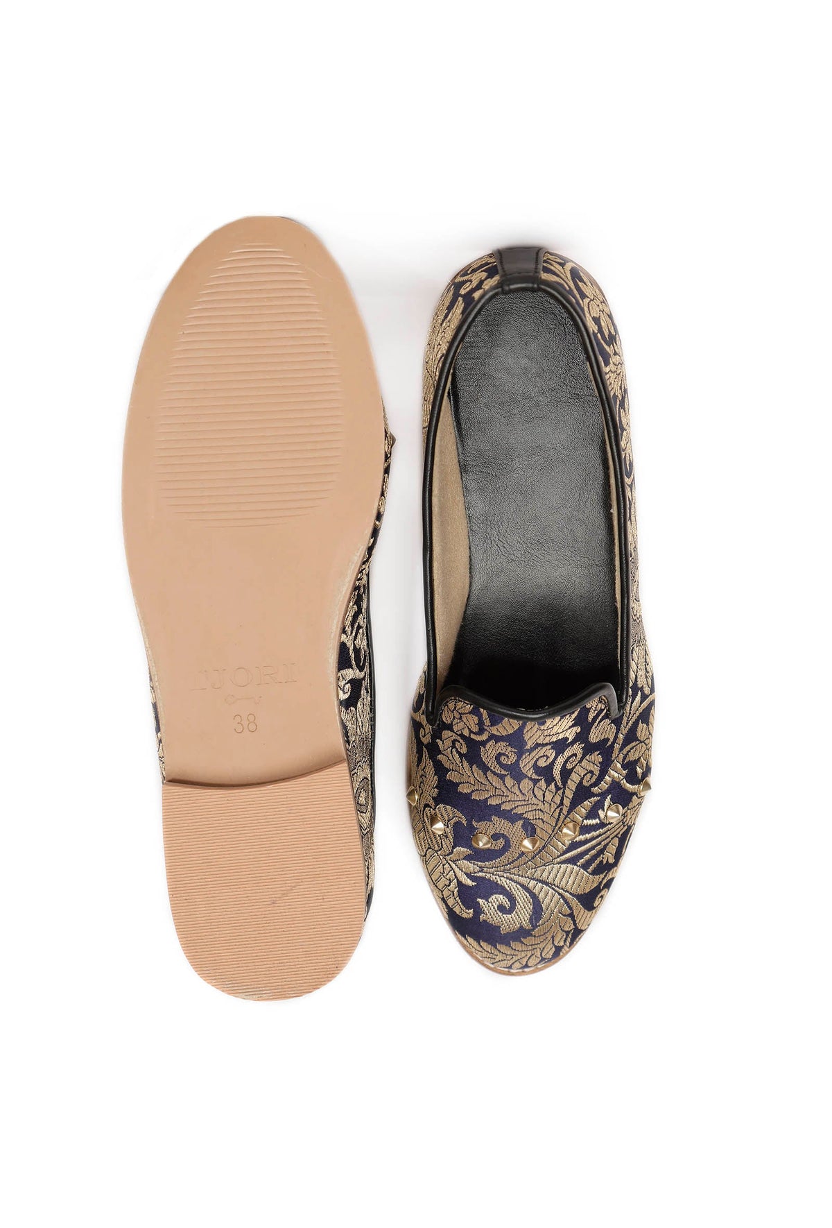 Royal Blue Brocade Loafers サイズ EU37