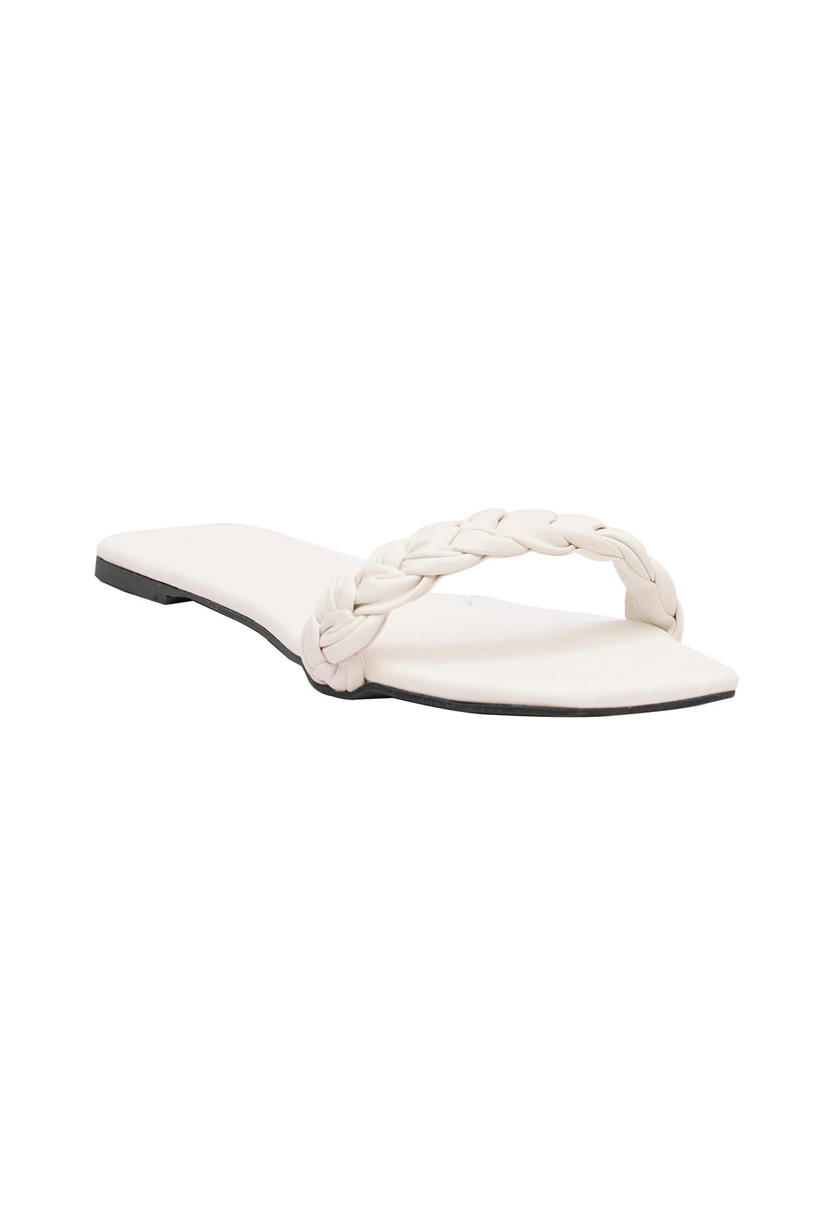 Daisy White Braided Cruelty Free Leather Flats サイズ EU38
