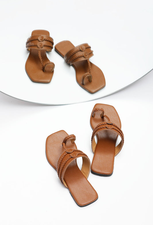 Brown Cruelty Free Leather Kolhapuri サイズ EU38
