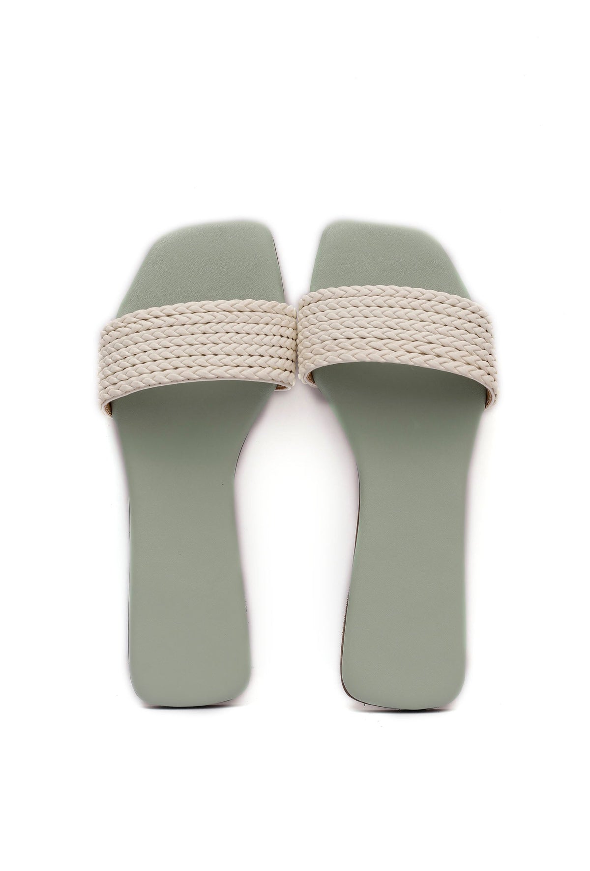 Sage Green Braided Cruelty Free Leather Flats サイズ EU38