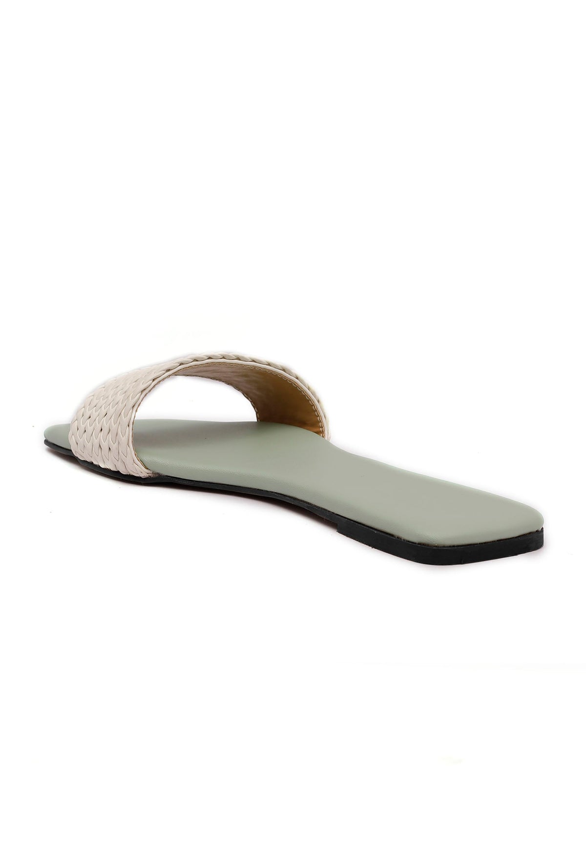 Sage Green Braided Cruelty Free Leather Flats サイズ EU36