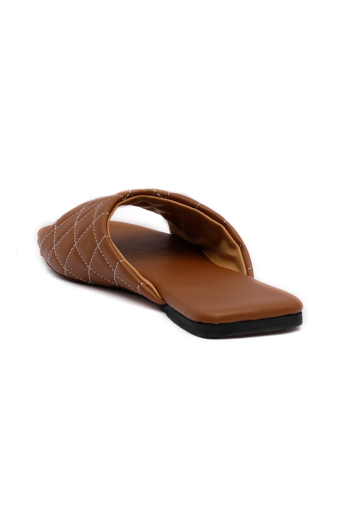Fawn Brown Quilted Cruelty Free Leather Sliders サイズ EU42