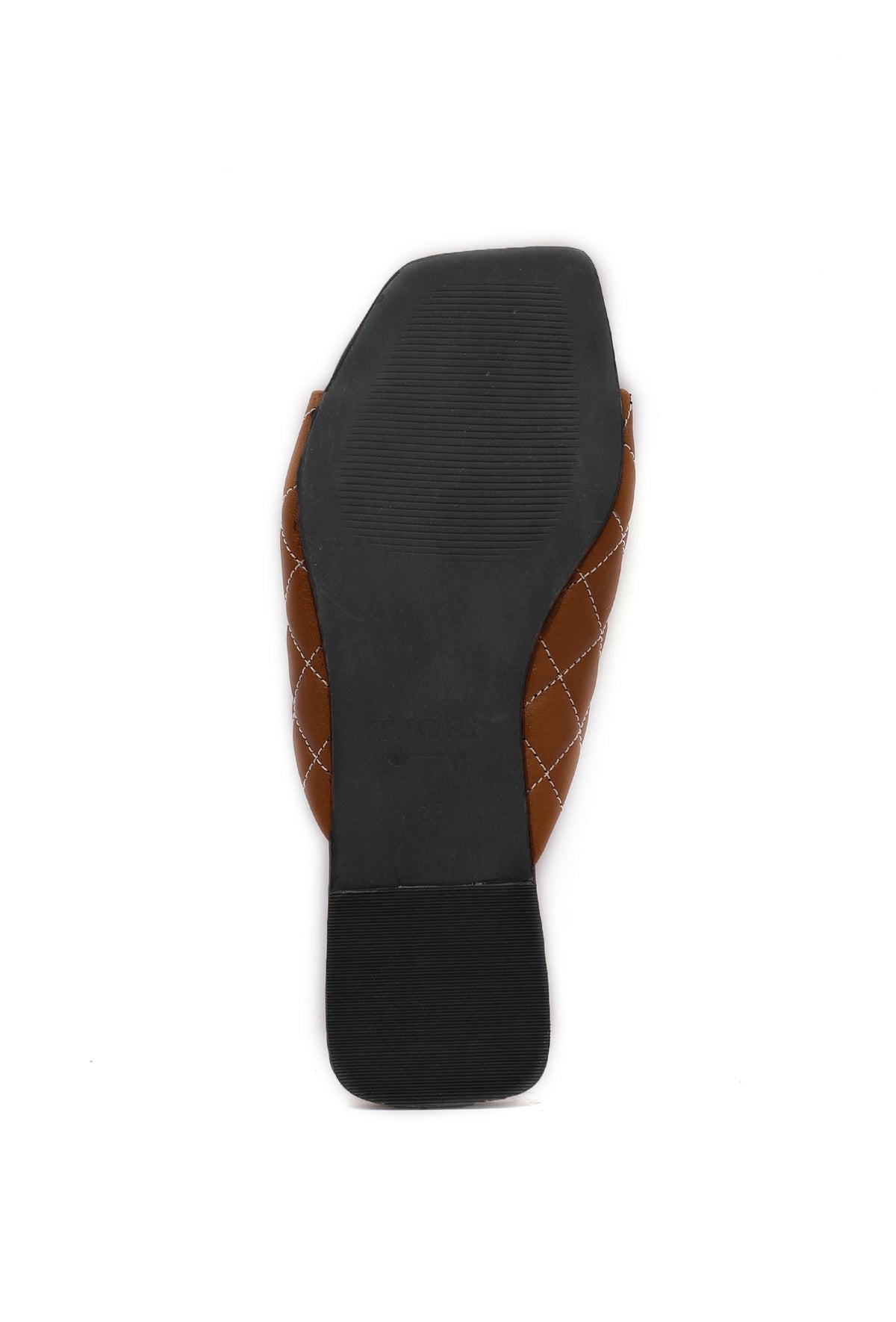 Fawn Brown Quilted Cruelty Free Leather Sliders サイズ EU35