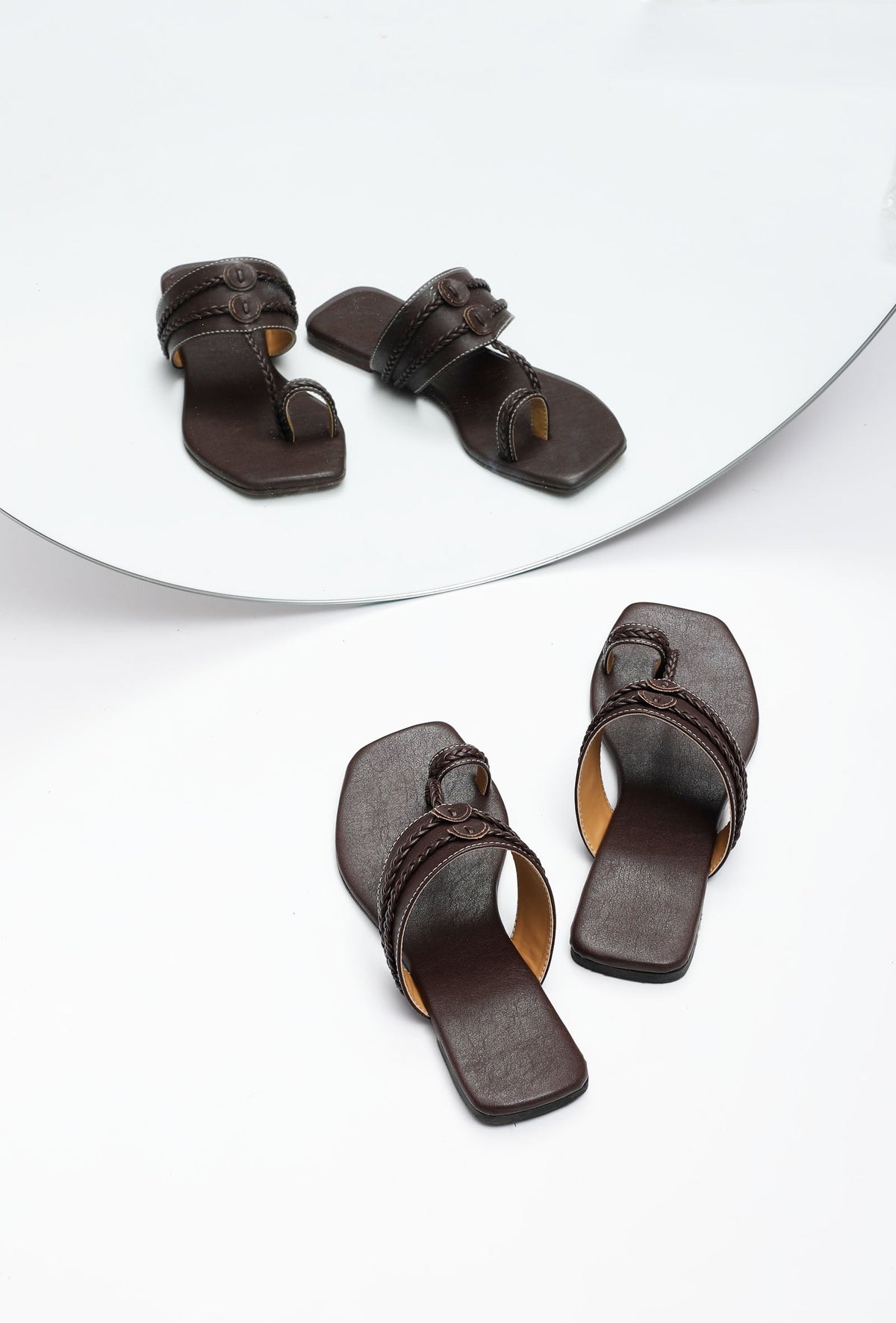 Dark Brown Cruelty Free Leather Kolhapuri サイズ EU38