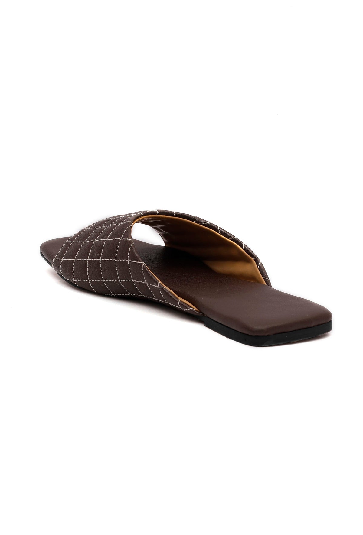Pecan Brown Quilted Cruelty Free Leather Sliders サイズ EU36