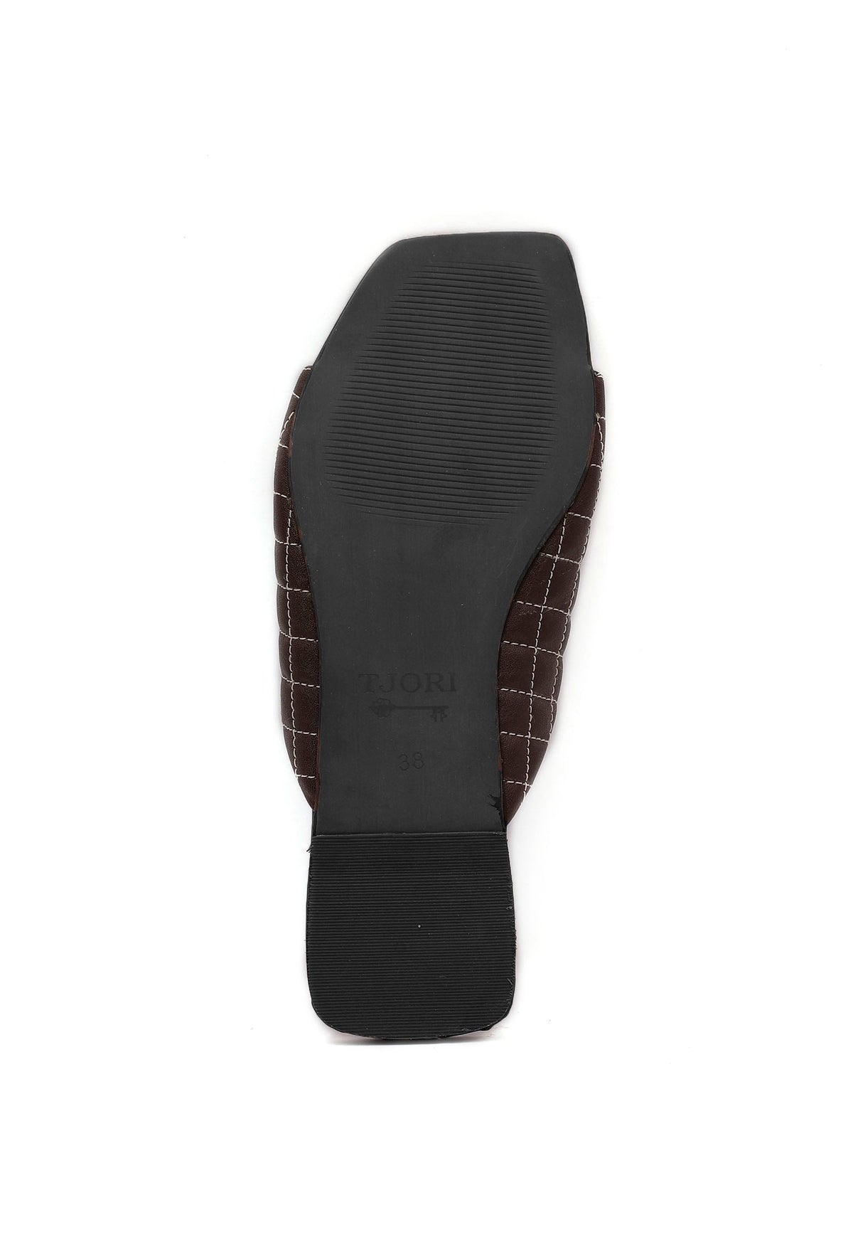 Pecan Brown Quilted Cruelty Free Leather Sliders サイズ EU35