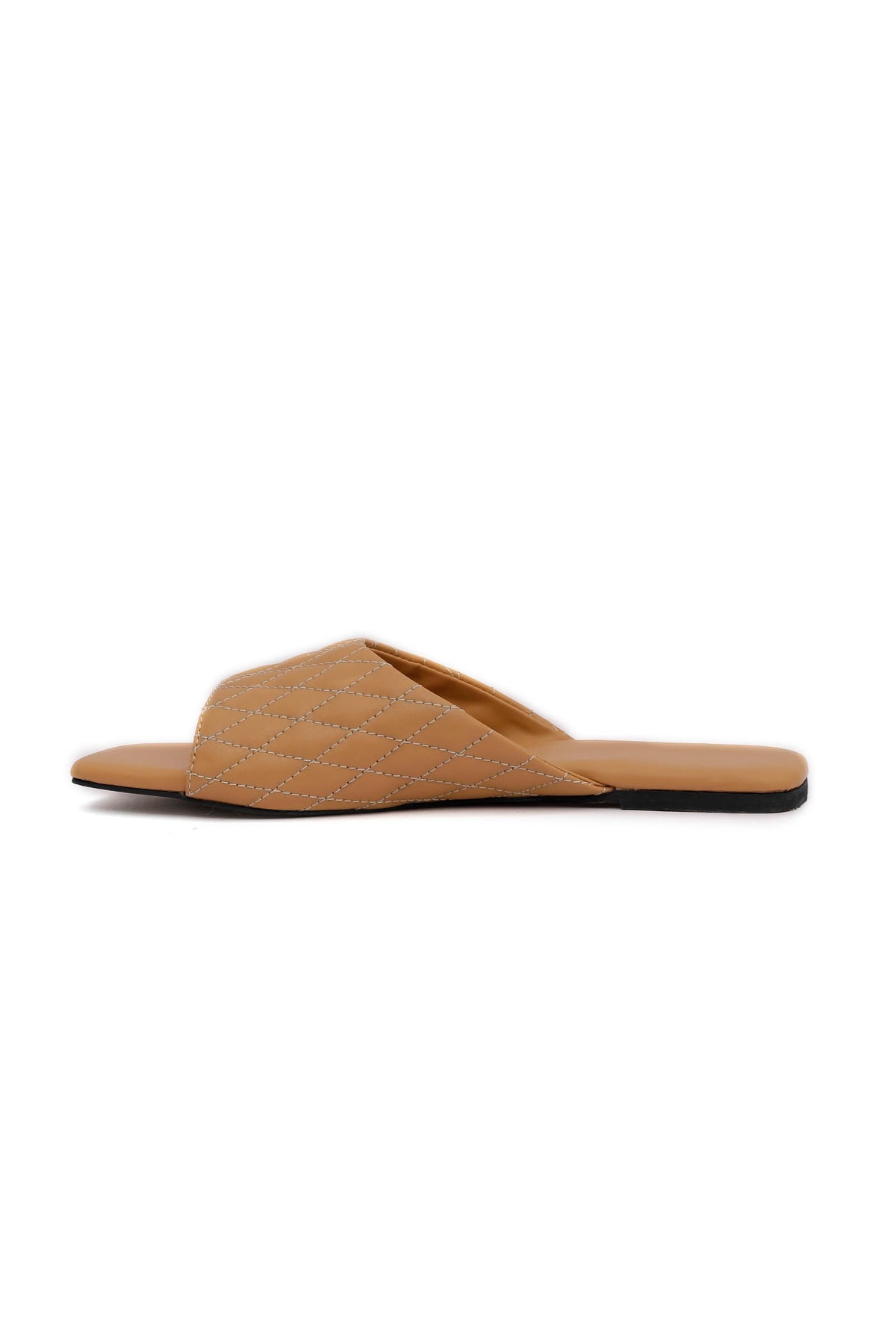 Caramel Brown Quilted Cruelty Free Leather Sliders サイズ EU38