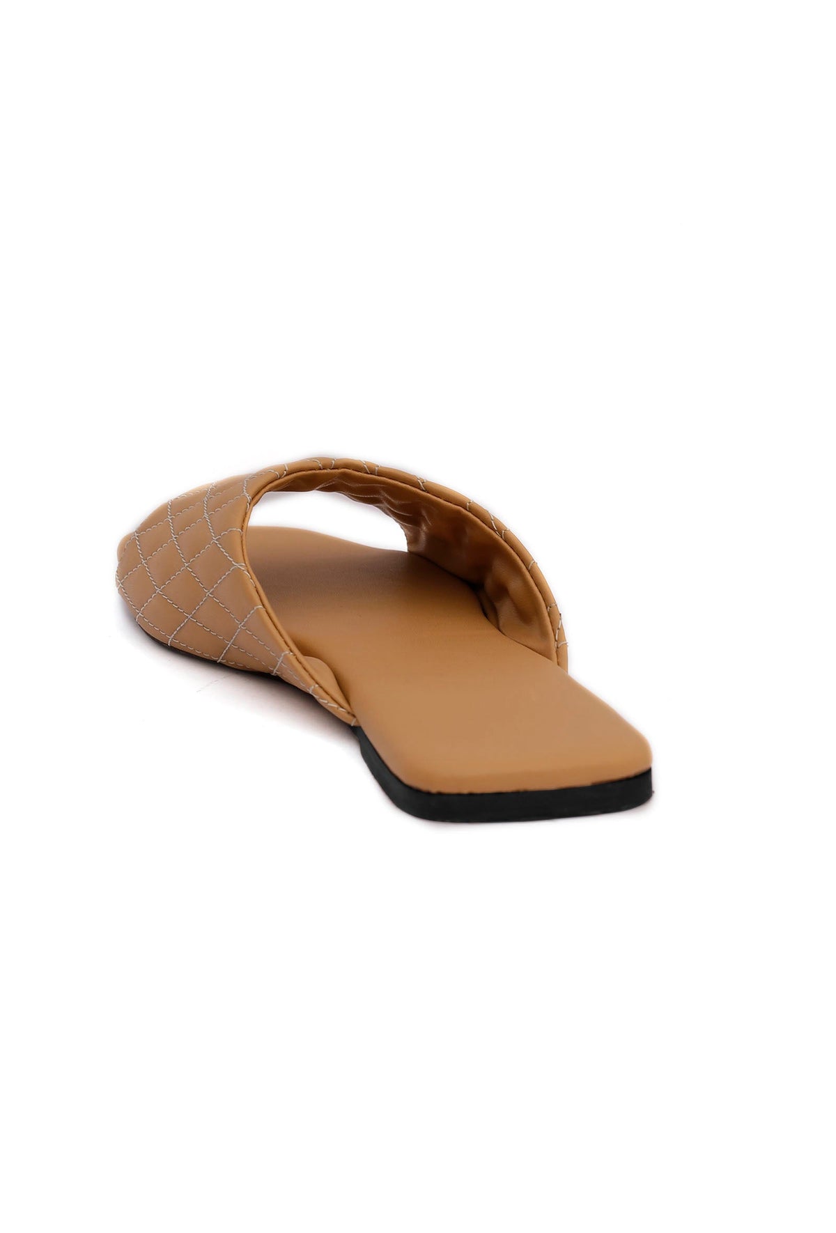 Caramel Brown Quilted Cruelty Free Leather Sliders サイズ EU37