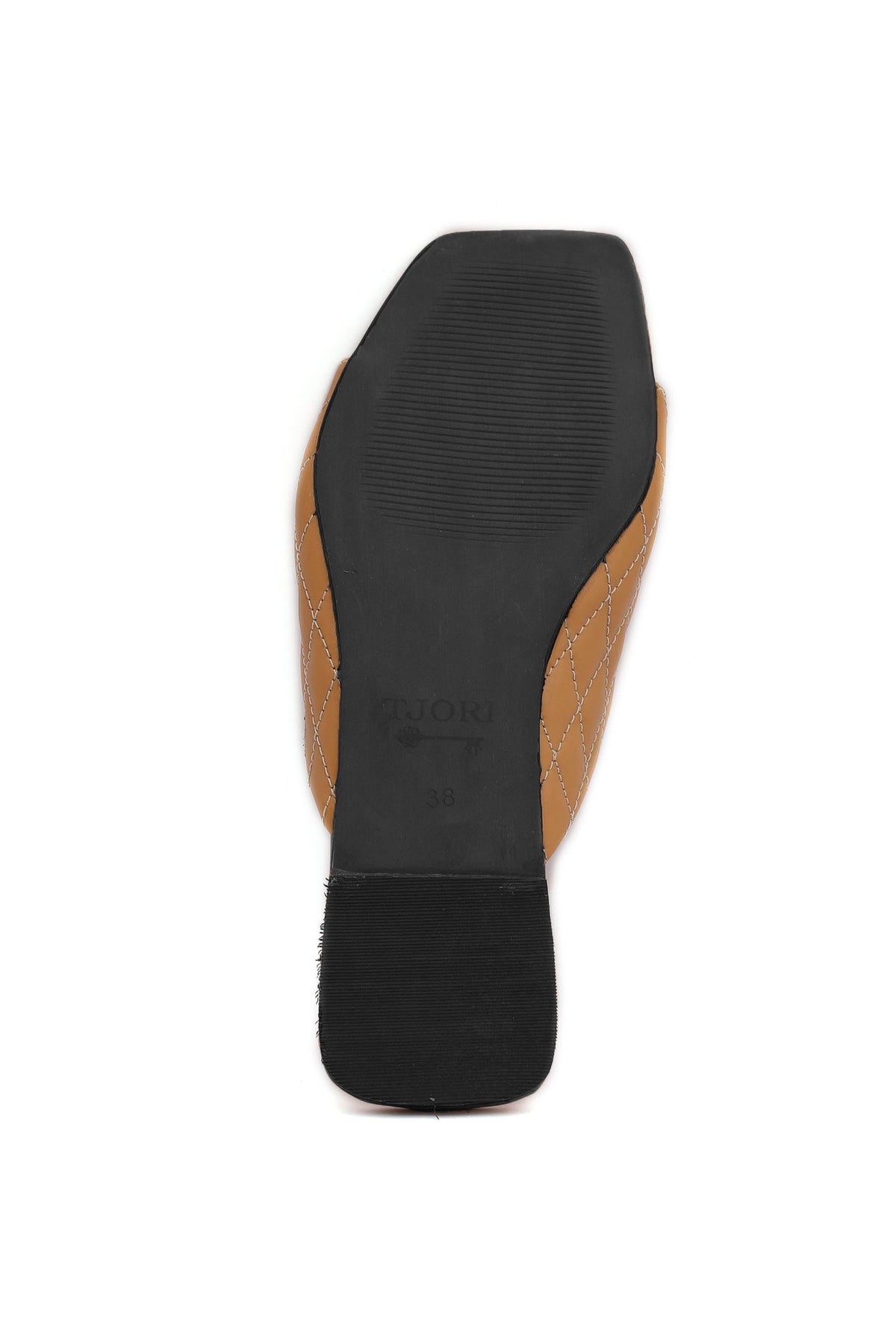 Caramel Brown Quilted Cruelty Free Leather Sliders サイズ EU41