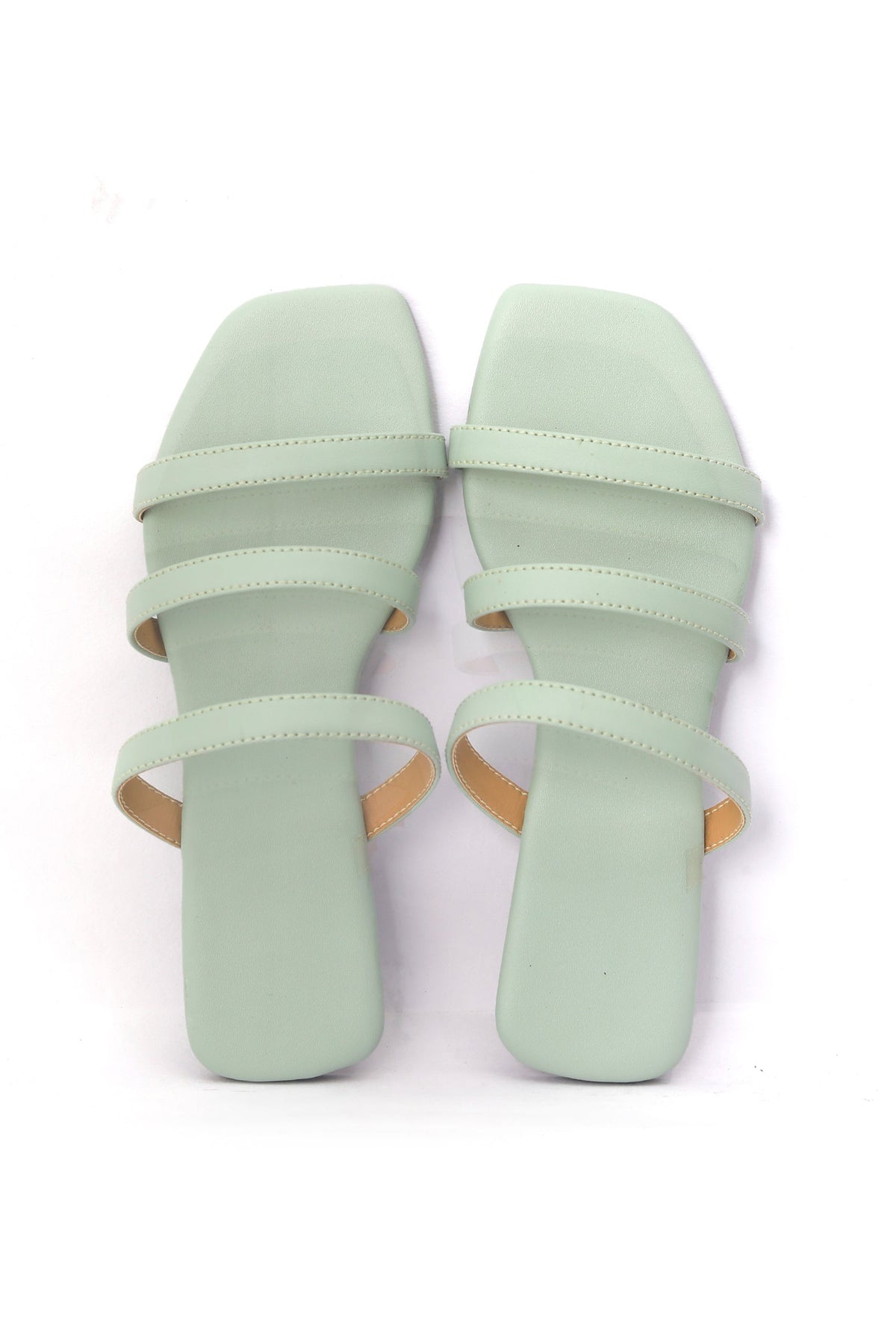 Mint Green Three Strap Cruelty Free Leather Flats サイズ EU36