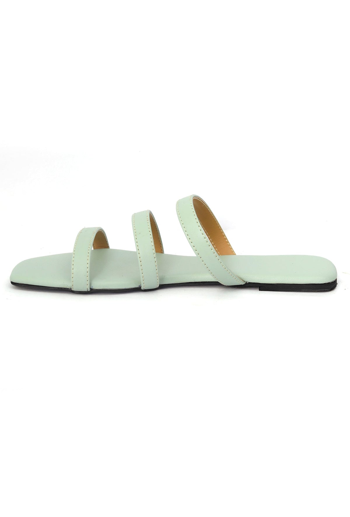 Mint Green Three Strap Cruelty Free Leather Flats サイズ EU42